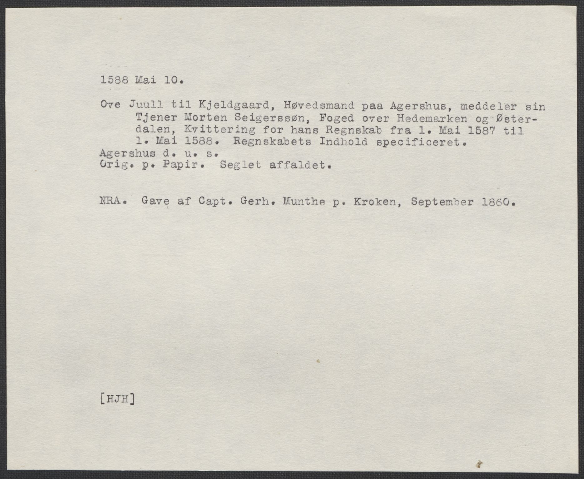 Riksarkivets diplomsamling, AV/RA-EA-5965/F02/L0089: Dokumenter, 1588, s. 20