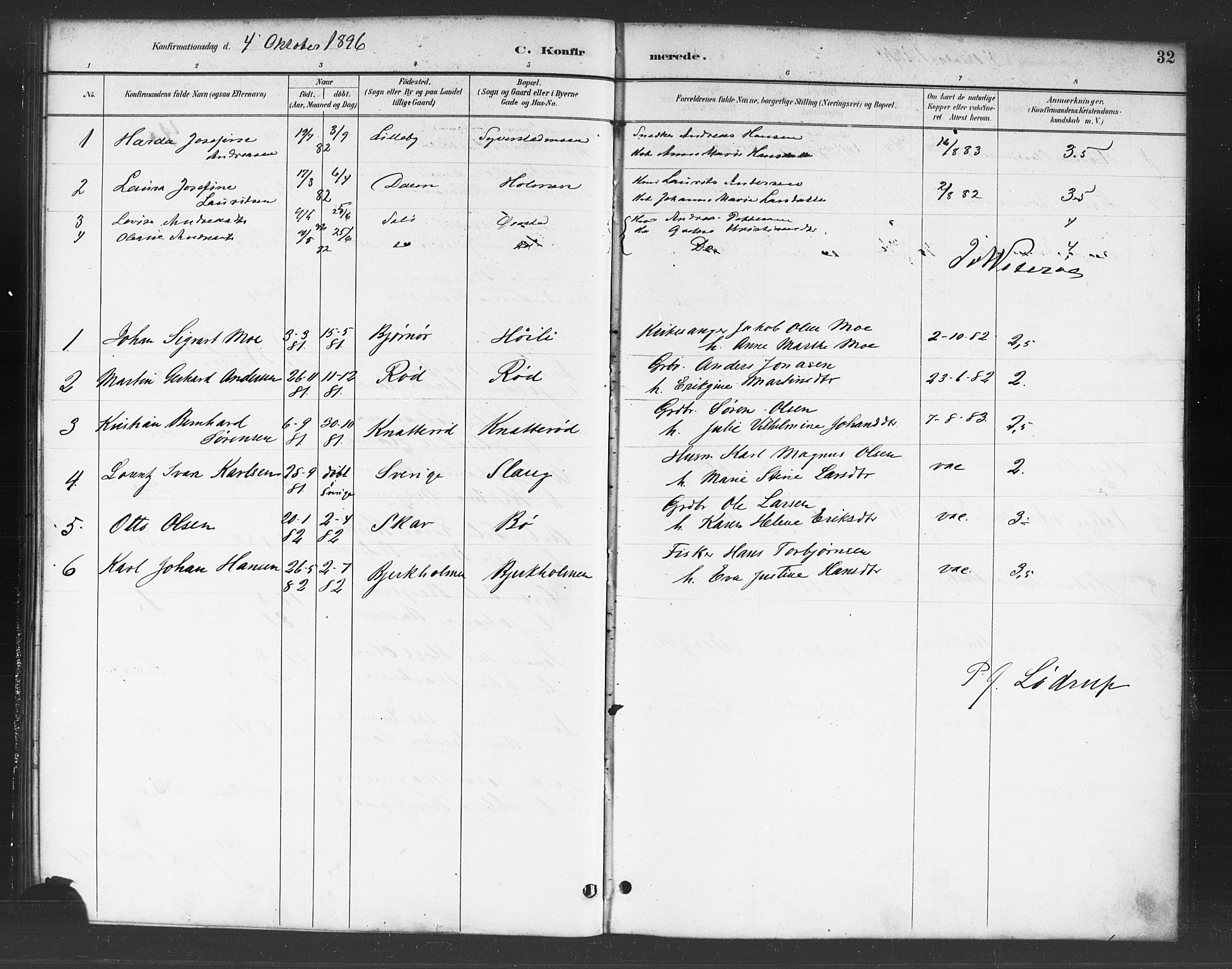 Skjeberg prestekontor Kirkebøker, AV/SAO-A-10923/F/Fc/L0001: Ministerialbok nr. III 1, 1886-1897, s. 32