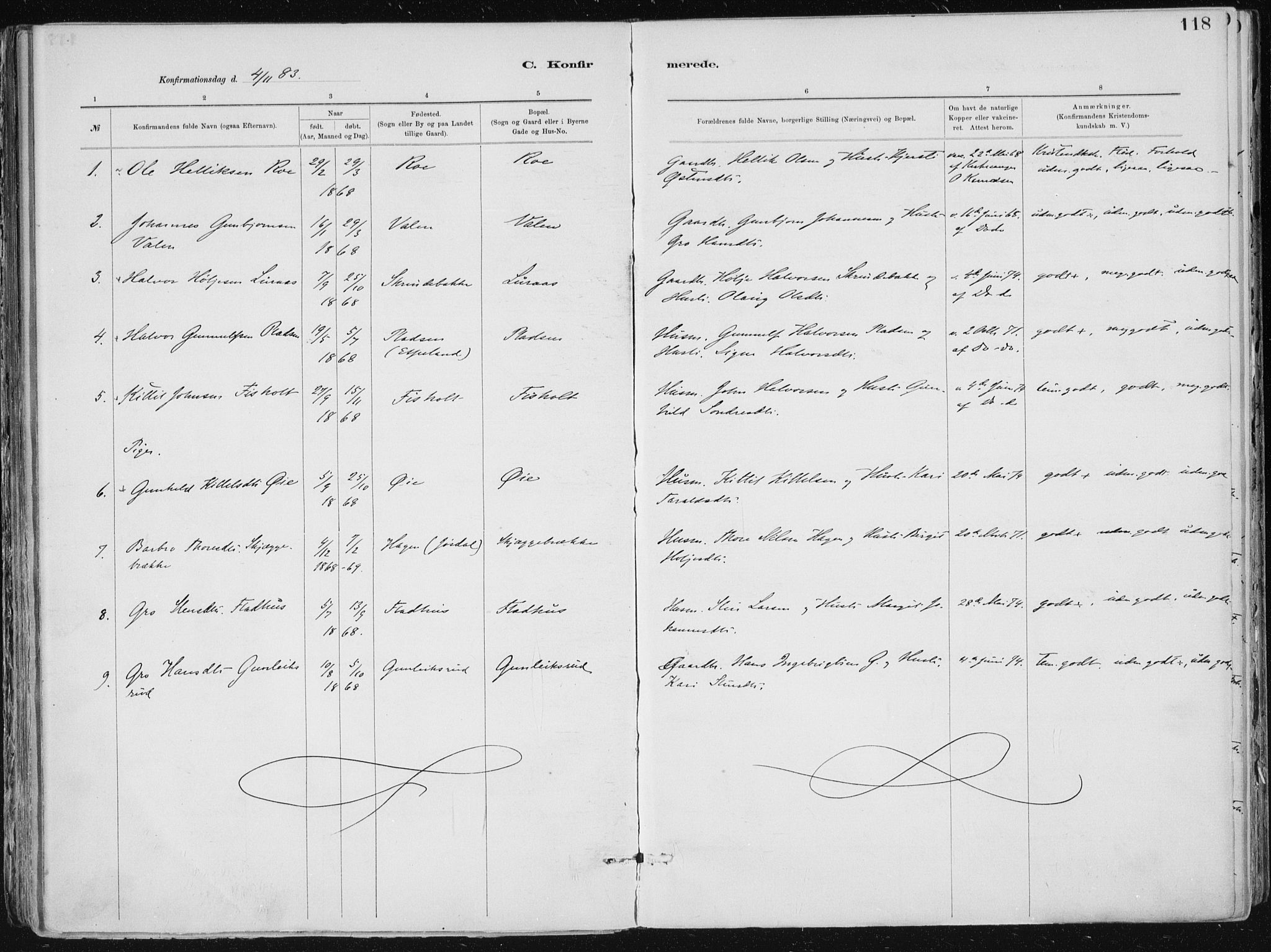 Tinn kirkebøker, AV/SAKO-A-308/F/Fa/L0007: Ministerialbok nr. I 7, 1878-1922, s. 118
