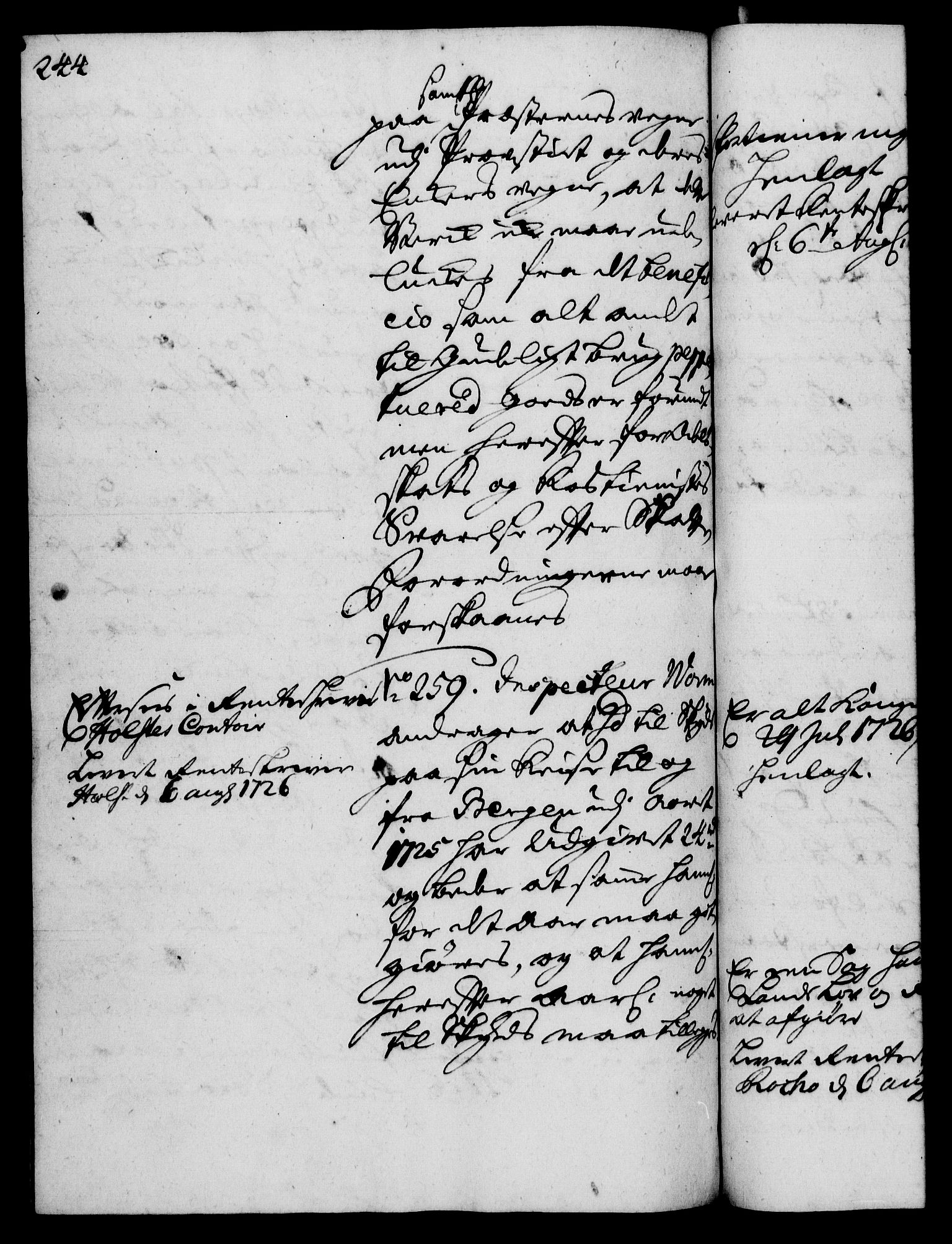 Rentekammeret, Kammerkanselliet, RA/EA-3111/G/Gh/Gha/L0008: Norsk ekstraktmemorialprotokoll (merket RK 53.53), 1725-1726, s. 244