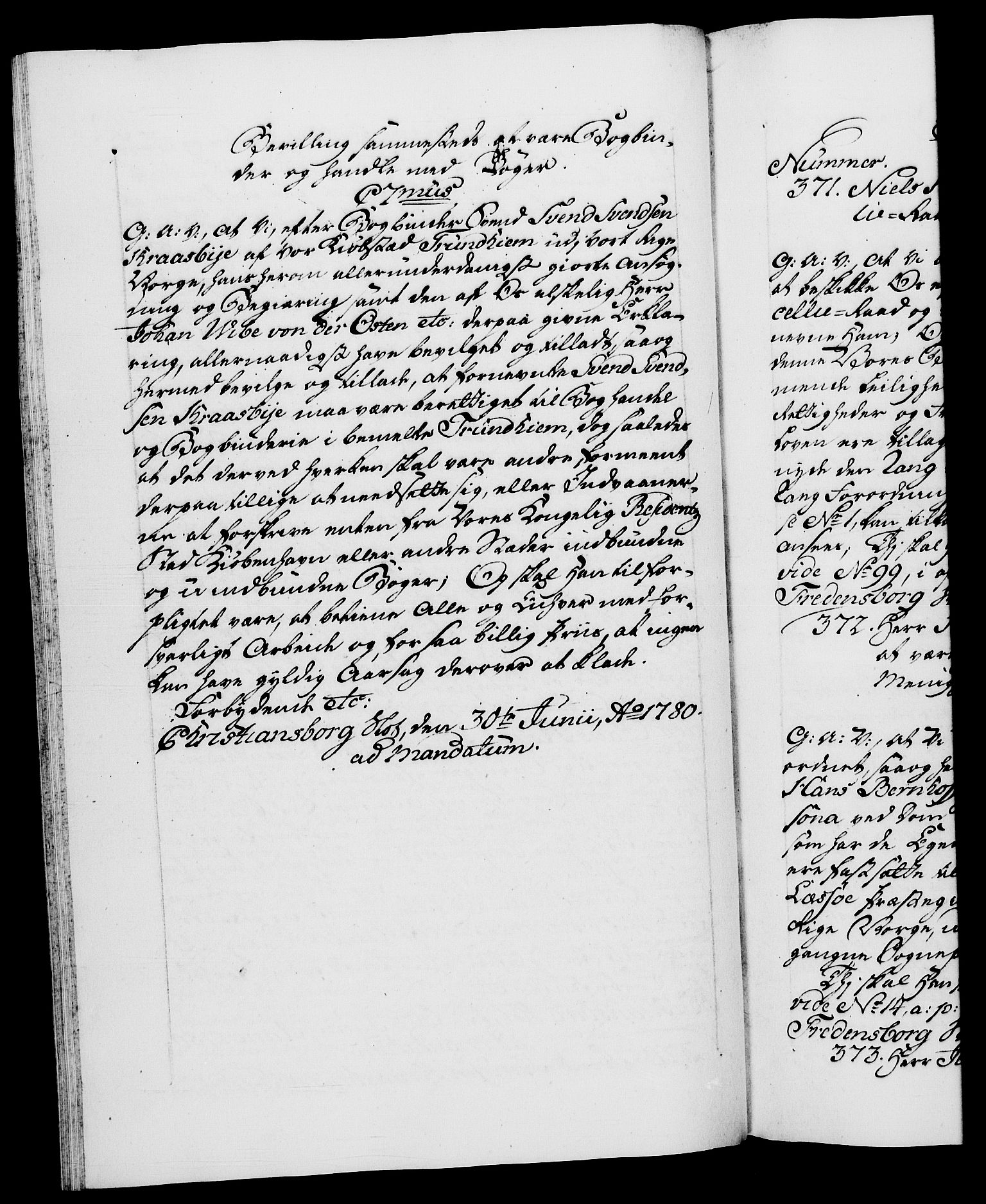 Danske Kanselli 1572-1799, RA/EA-3023/F/Fc/Fca/Fcaa/L0048: Norske registre, 1779-1781, s. 340b
