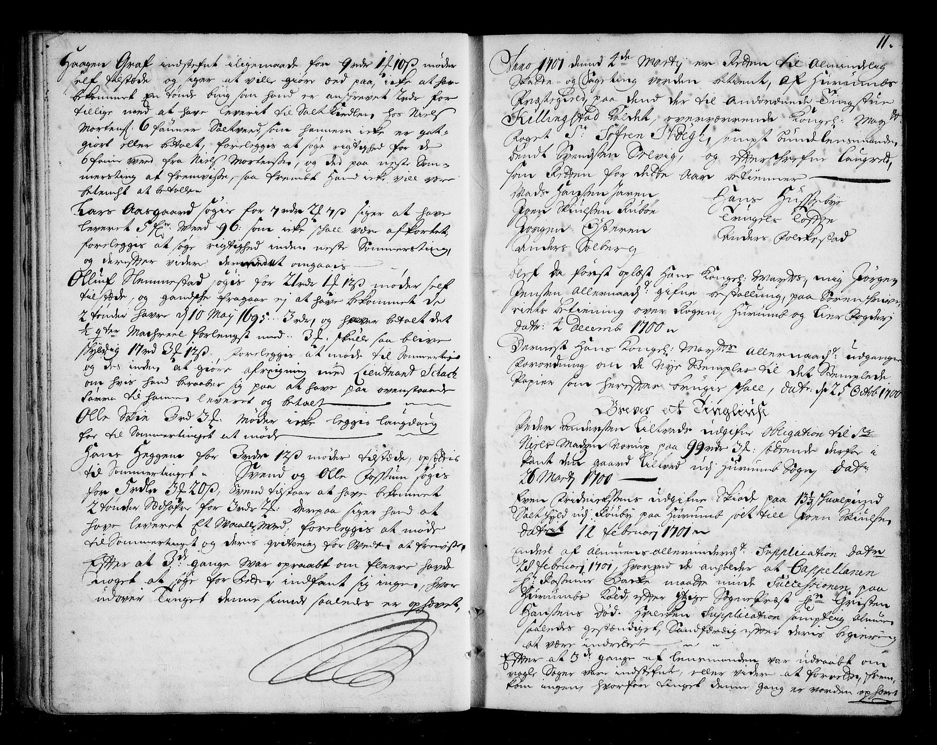Lier, Røyken og Hurum sorenskriveri, AV/SAKO-A-89/F/Fa/L0039: Tingbok, 1701-1704, s. 11