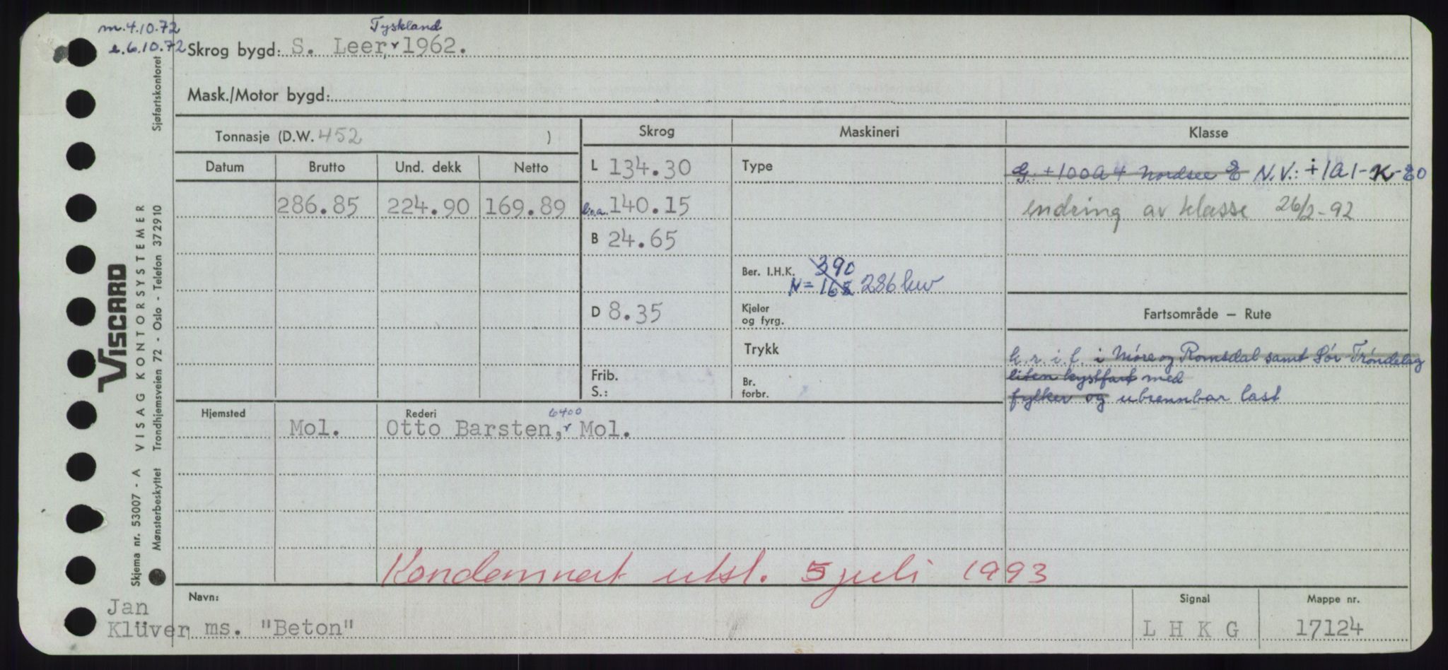 Sjøfartsdirektoratet med forløpere, Skipsmålingen, RA/S-1627/H/Hd/L0003: Fartøy, B-Bev, s. 961