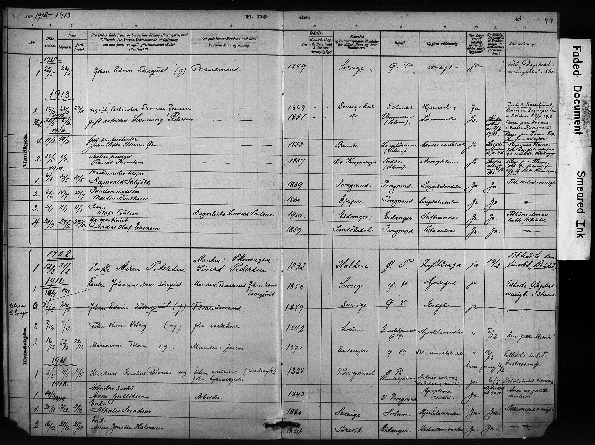 Porsgrunn kirkebøker , AV/SAKO-A-104/F/Fa/L0009: Ministerialbok nr. 9, 1878-1923, s. 77