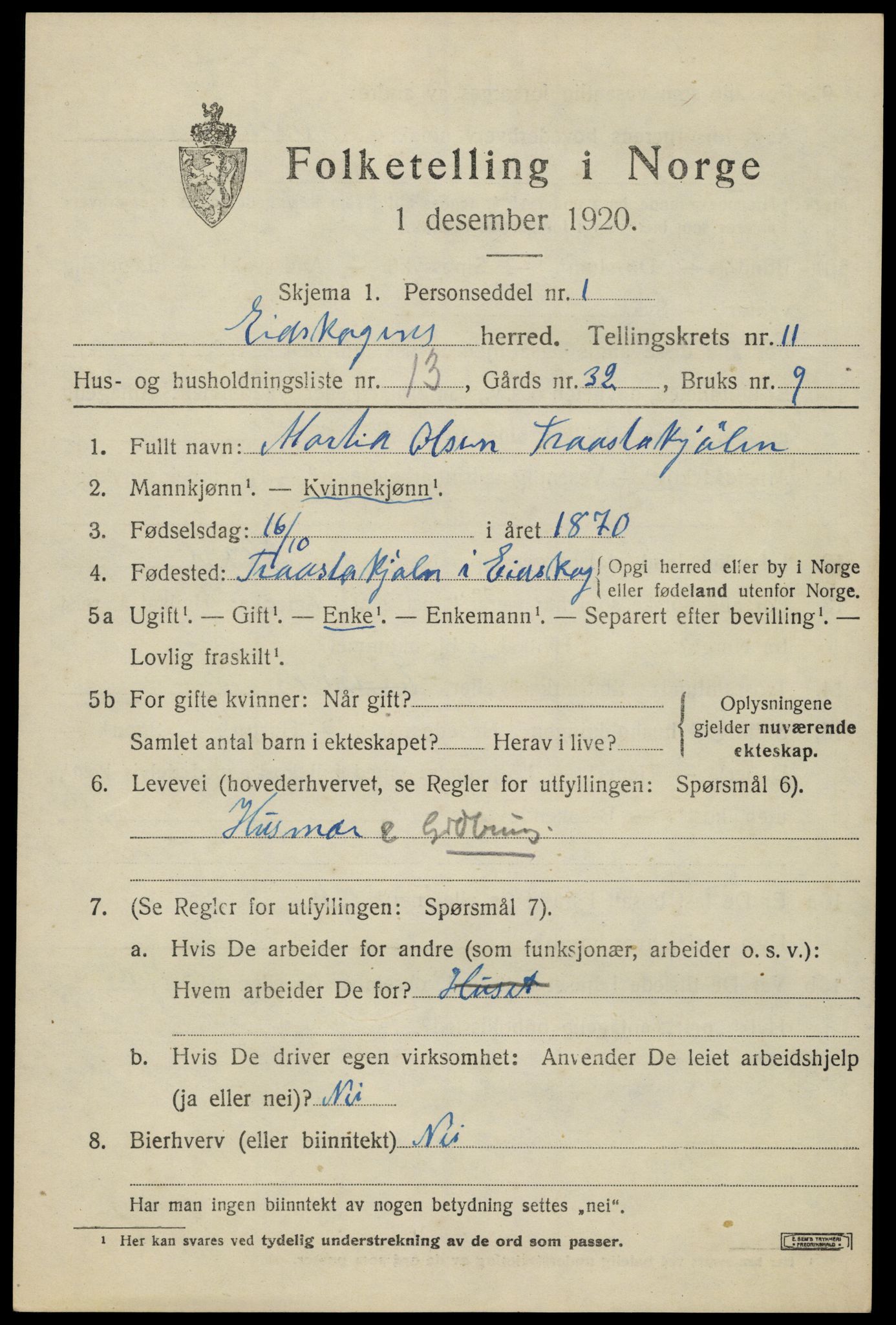 SAH, Folketelling 1920 for 0420 Eidskog herred, 1920, s. 11733
