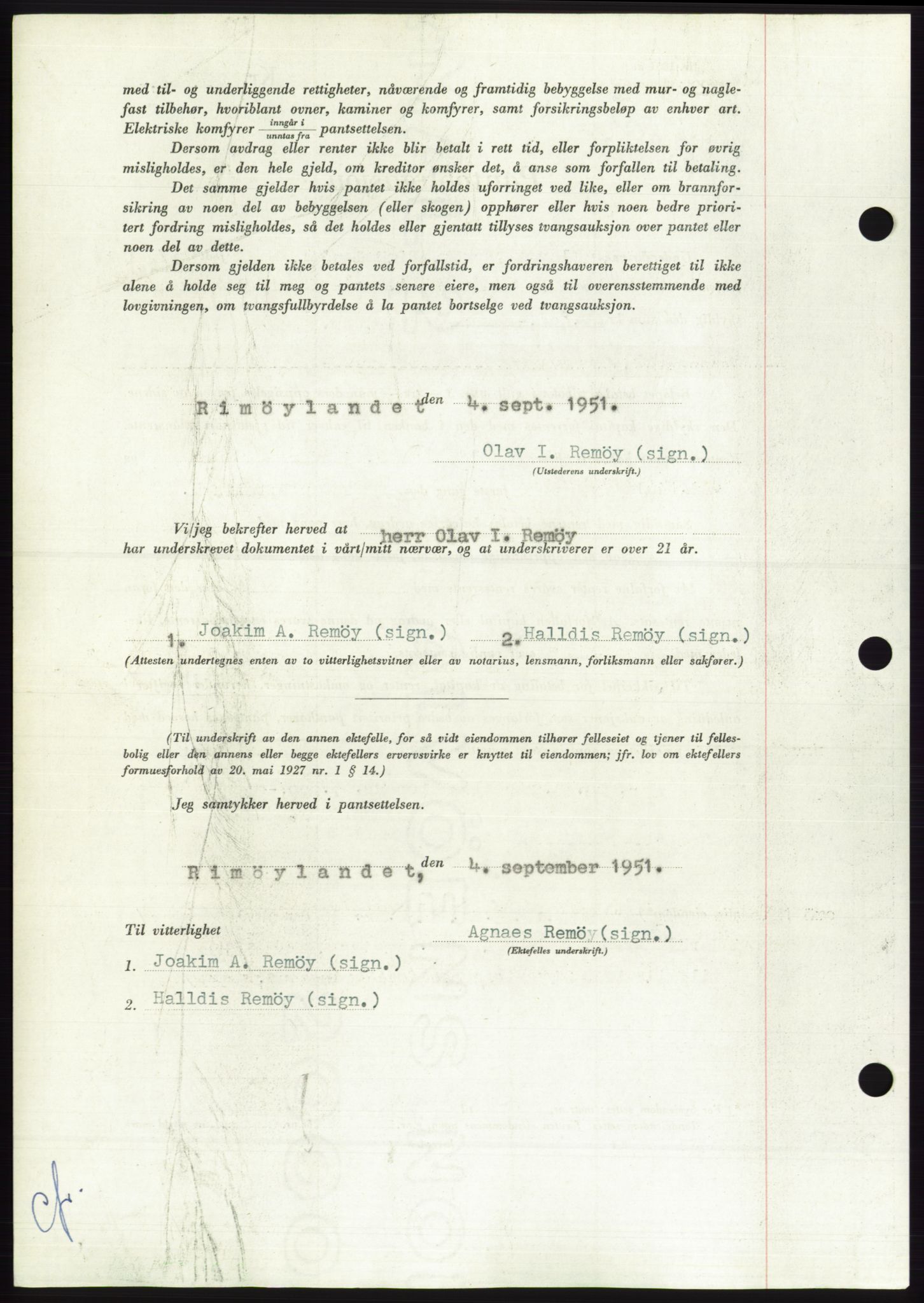 Søre Sunnmøre sorenskriveri, AV/SAT-A-4122/1/2/2C/L0120: Pantebok nr. 8B, 1951-1951, Dagboknr: 1645/1951