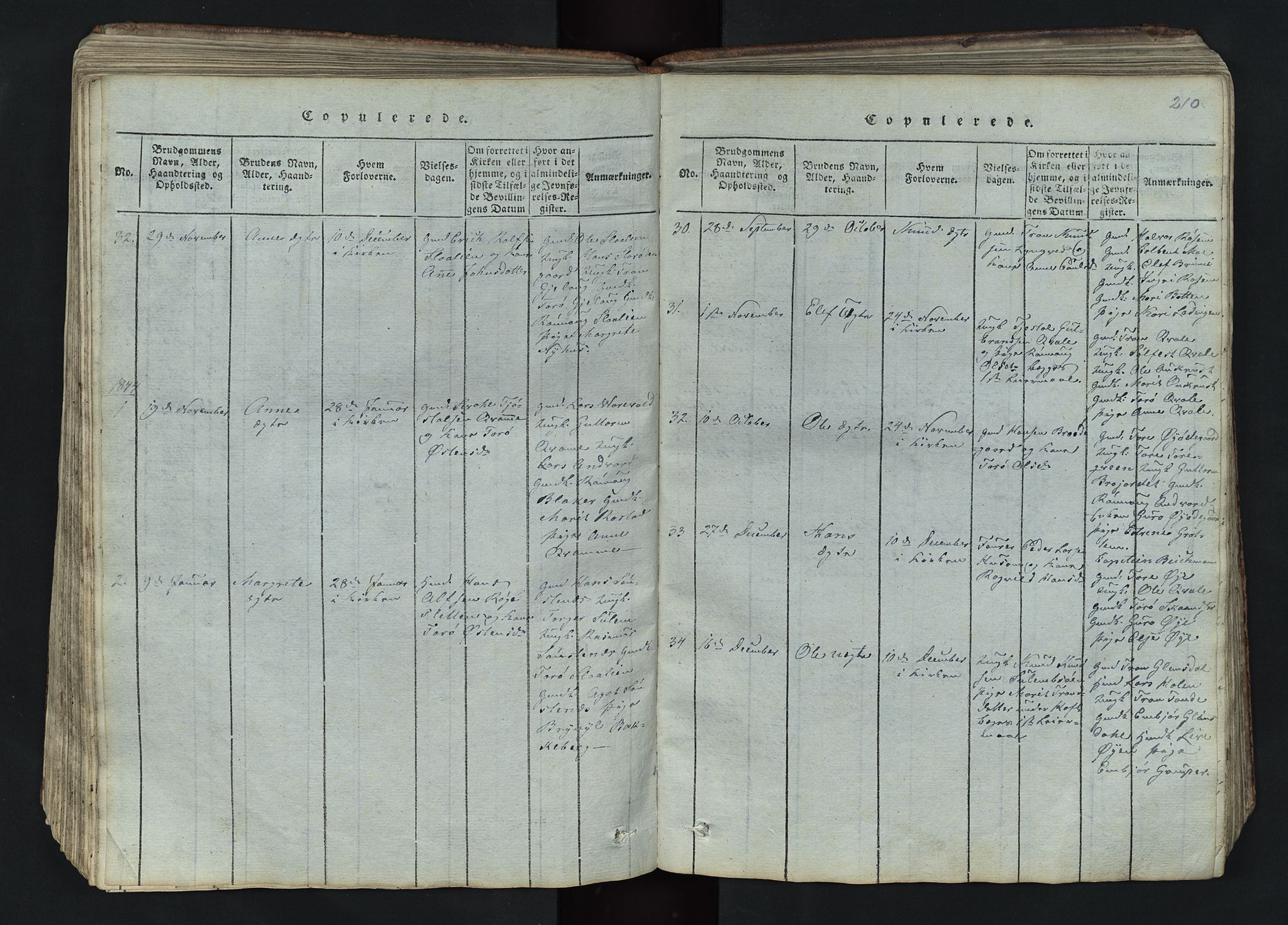 Lom prestekontor, AV/SAH-PREST-070/L/L0002: Klokkerbok nr. 2, 1815-1844, s. 210