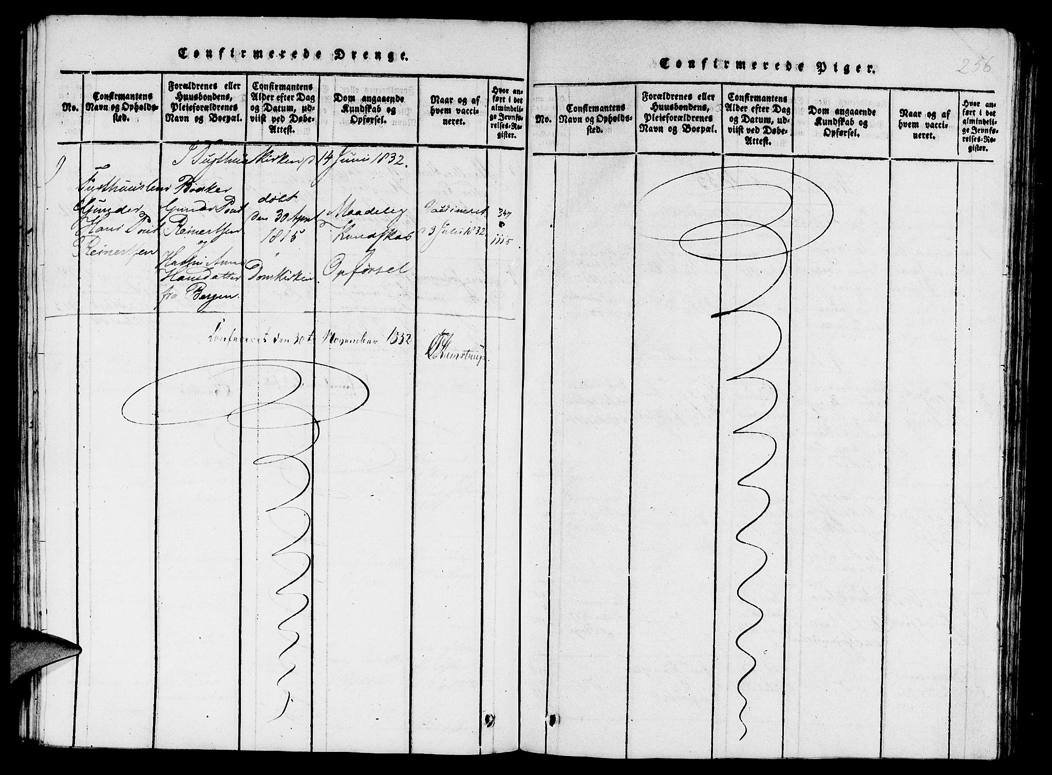 St. Jørgens hospital og Årstad sokneprestembete, AV/SAB-A-99934: Klokkerbok nr. A 1, 1816-1843, s. 256