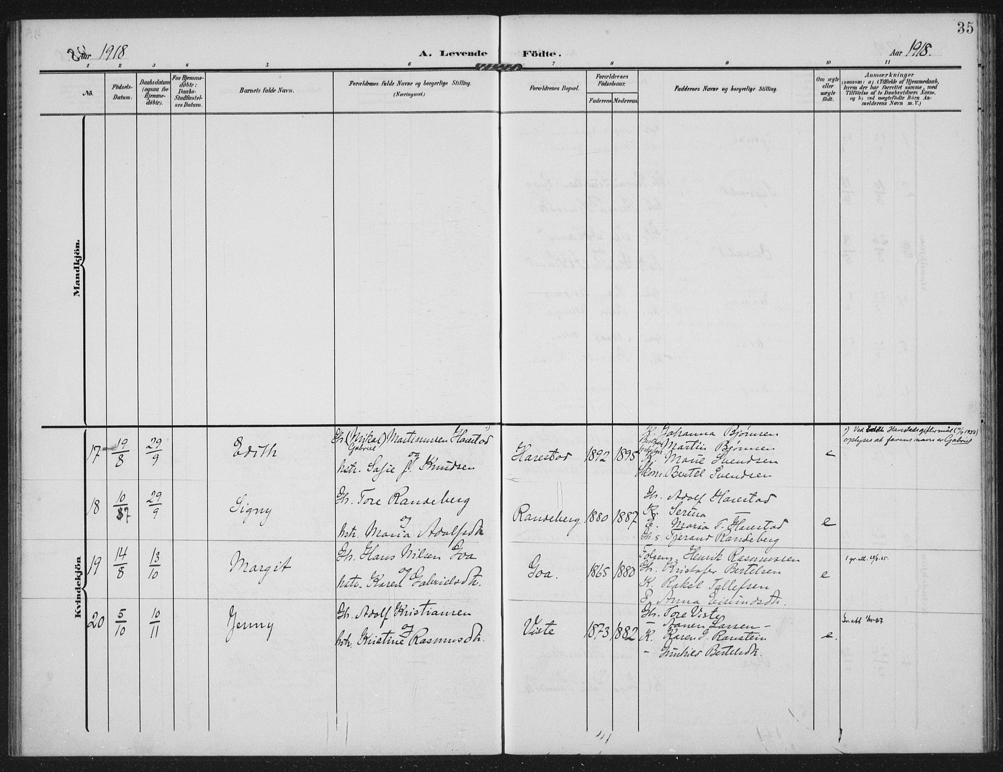 Hetland sokneprestkontor, AV/SAST-A-101826/30/30BA: Ministerialbok nr. A 14, 1905-1919, s. 35