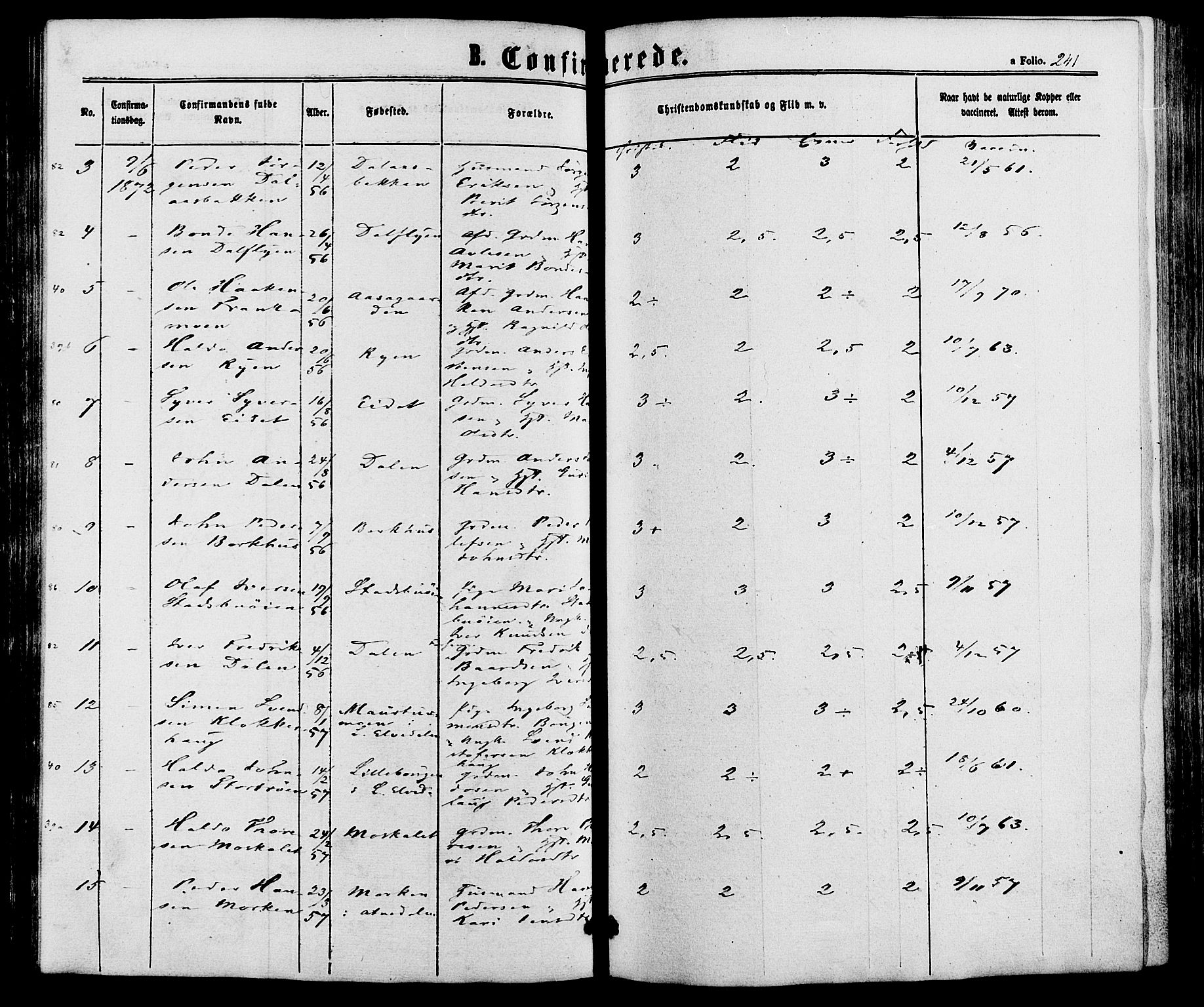 Alvdal prestekontor, AV/SAH-PREST-060/H/Ha/Haa/L0001: Ministerialbok nr. 1, 1863-1882, s. 241