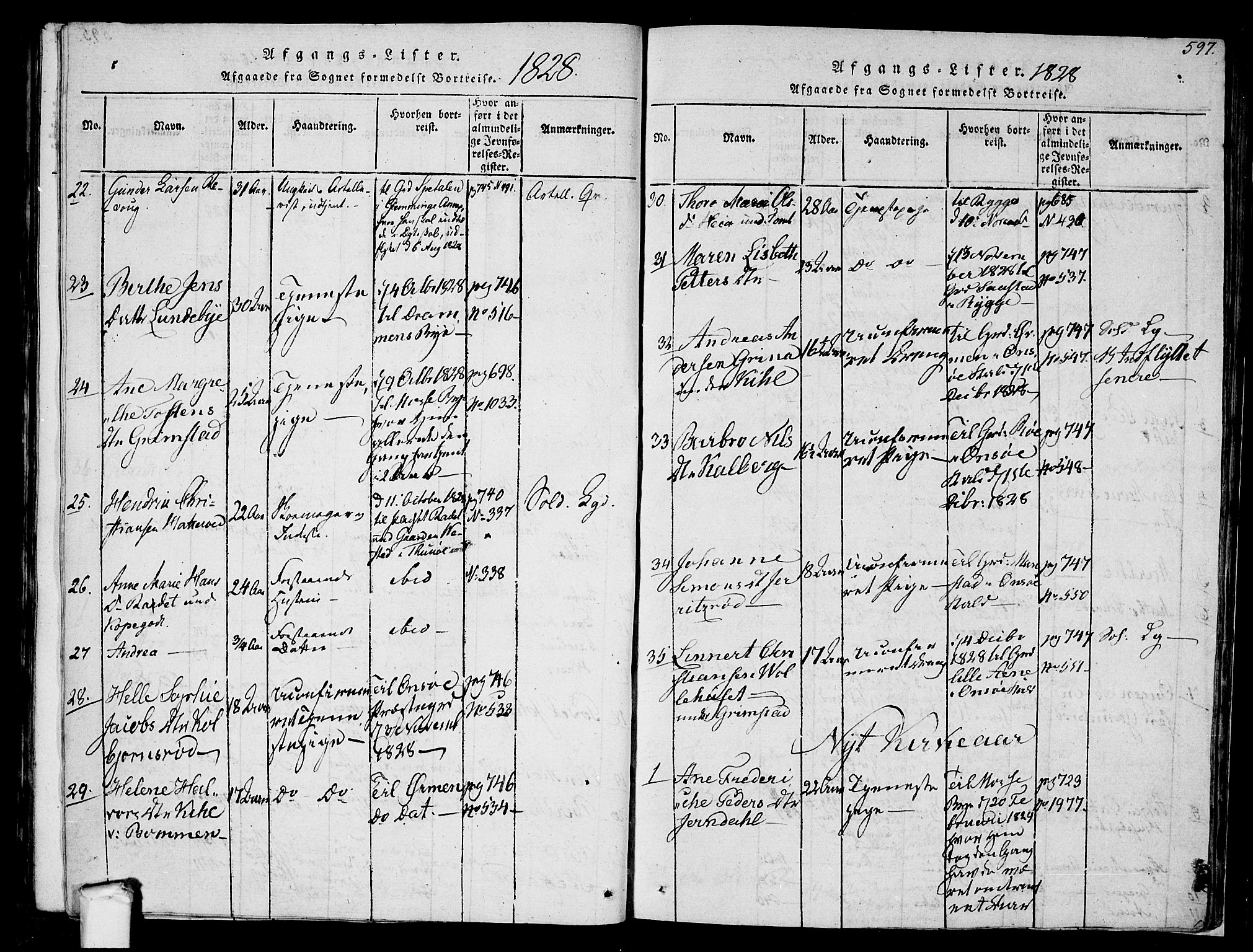 Råde prestekontor kirkebøker, AV/SAO-A-2009/F/Fa/L0004: Ministerialbok nr. 4, 1814-1830, s. 596-597