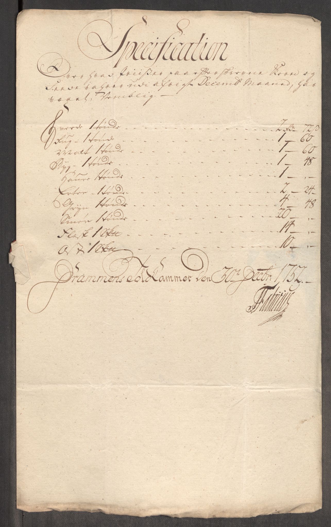 Rentekammeret inntil 1814, Realistisk ordnet avdeling, AV/RA-EA-4070/Oe/L0004: [Ø1]: Priskuranter, 1749-1752, s. 857