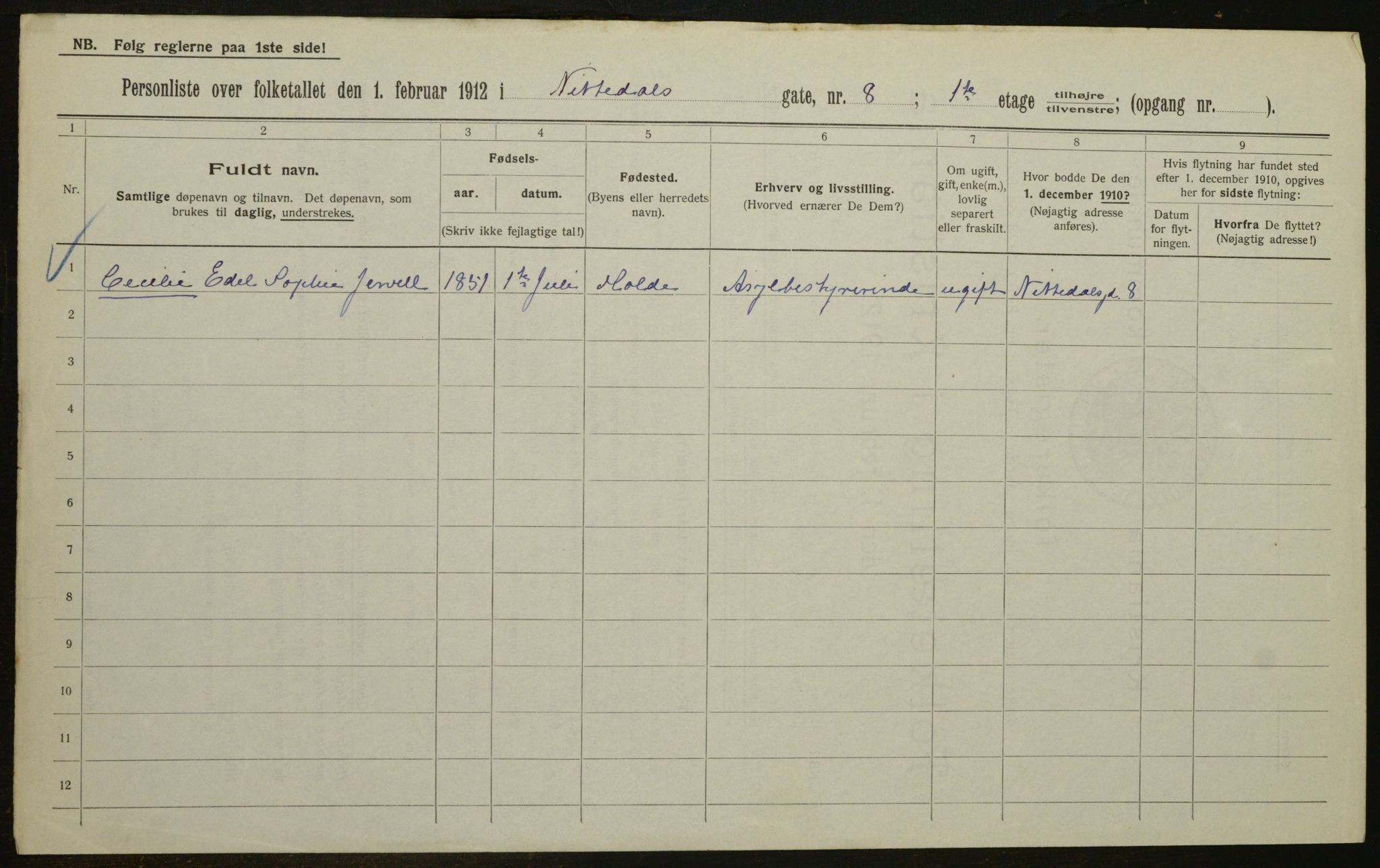 OBA, Kommunal folketelling 1.2.1912 for Kristiania, 1912, s. 71834