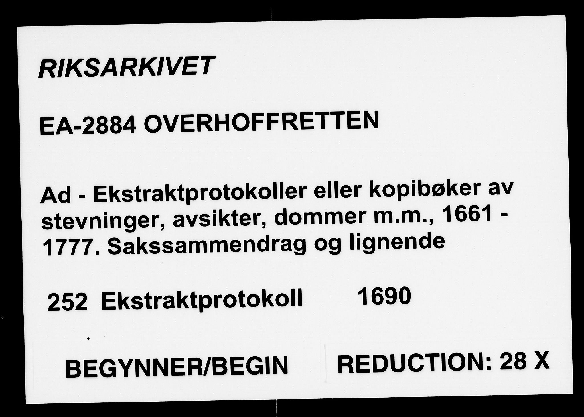 Overhoffretten 1667-1797, AV/RA-EA-2884/Ad/L0252: Ekstraktprotokoll, 1690