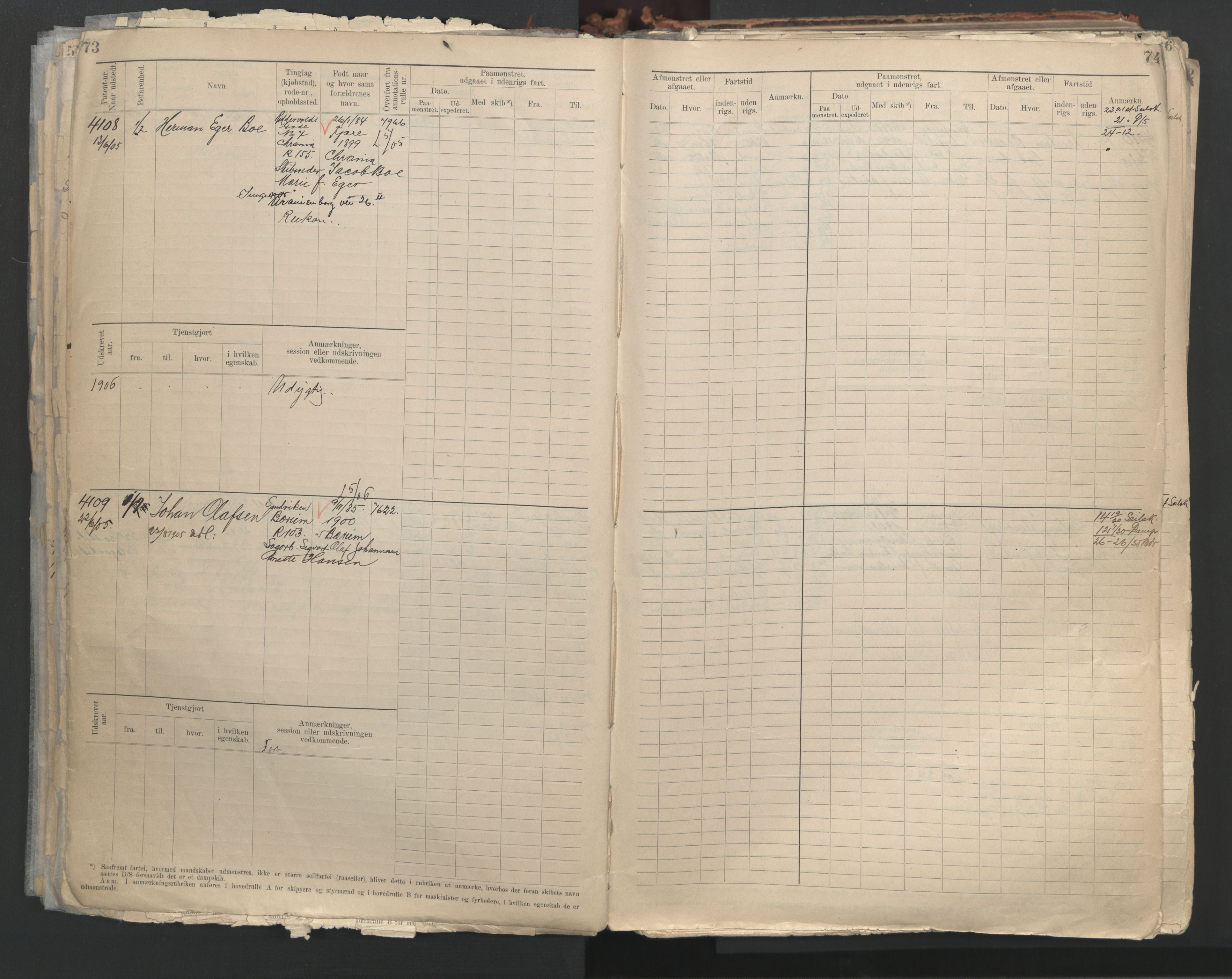 Oslo sjømannskontor, AV/SAO-A-10595/F/Fc/L0004: Hovedrulle, 1904, s. 73-74