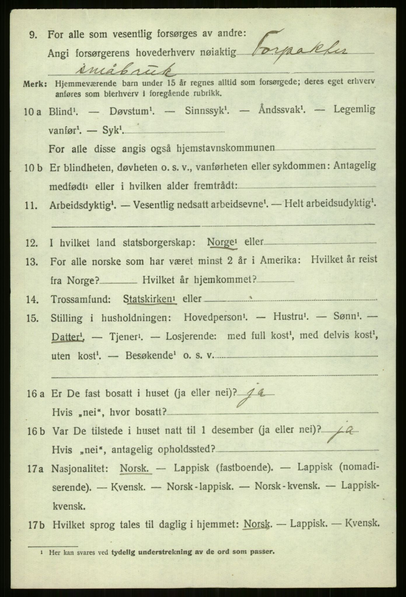 SATØ, Folketelling 1920 for 1933 Balsfjord herred, 1920, s. 2708