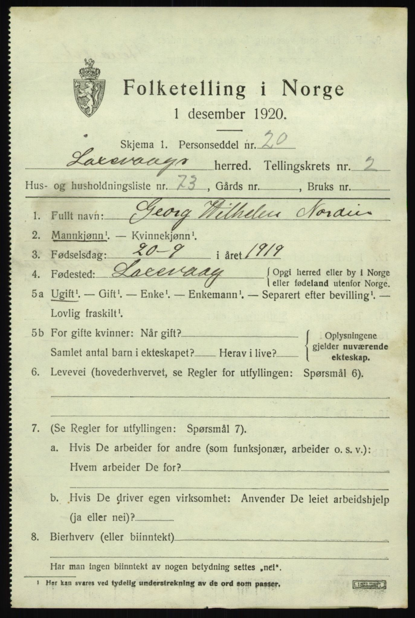 SAB, Folketelling 1920 for 1248 Laksevåg herred, 1920, s. 7334