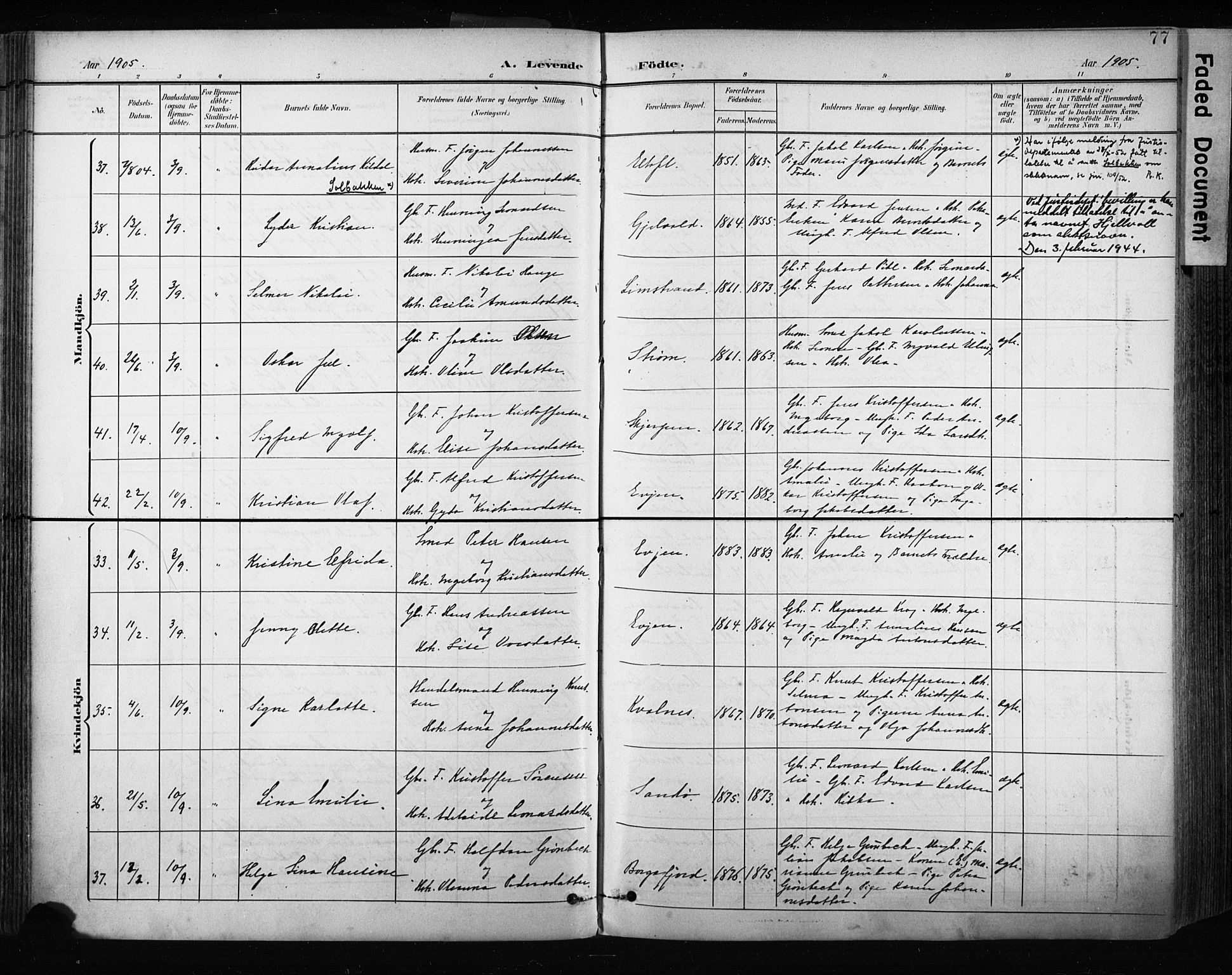 Ministerialprotokoller, klokkerbøker og fødselsregistre - Nordland, AV/SAT-A-1459/880/L1134: Ministerialbok nr. 880A08, 1899-1908, s. 77