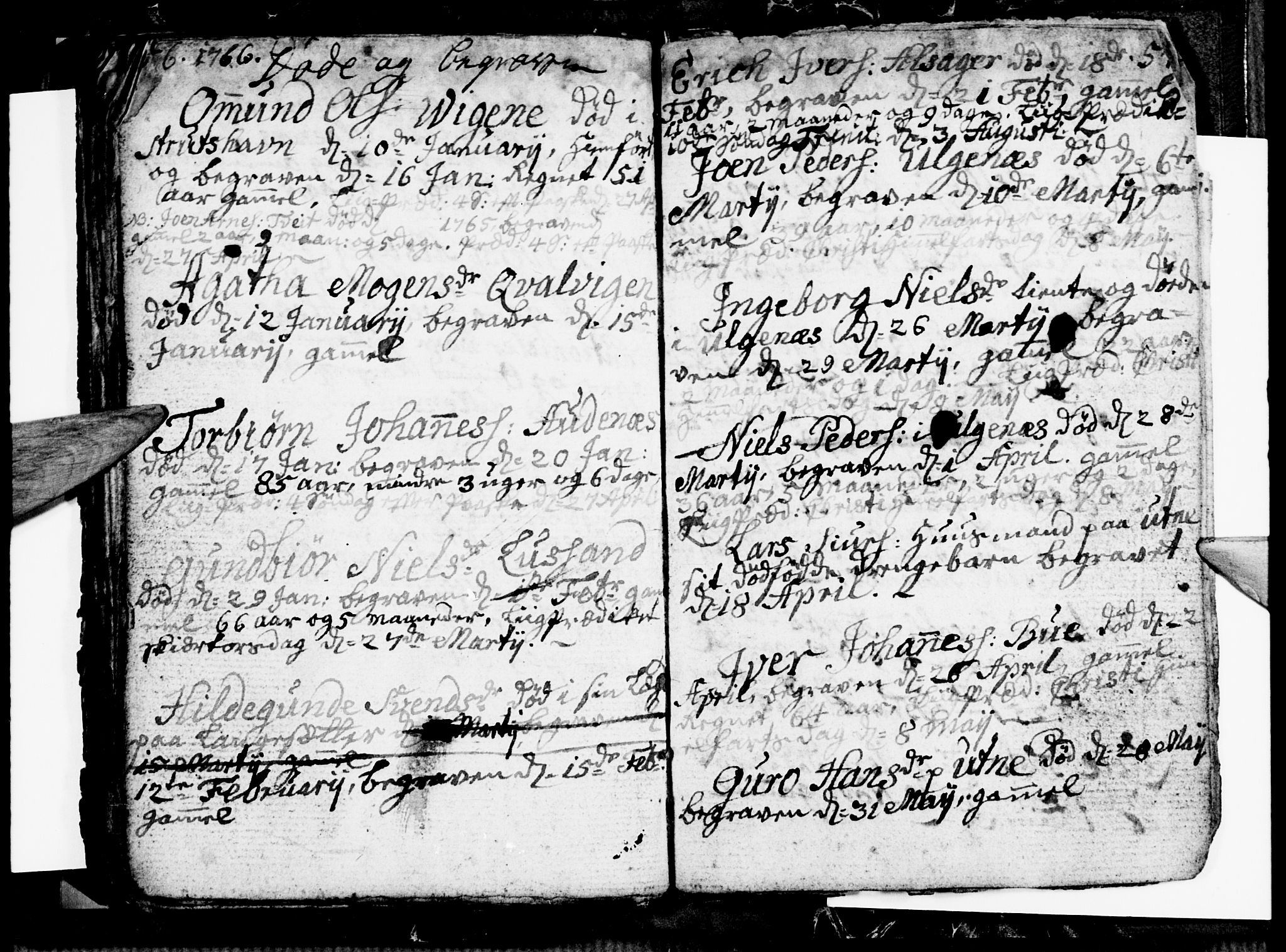 Ullensvang sokneprestembete, SAB/A-78701/H/Hab: Klokkerbok nr. E 1, 1766-1769, s. 56-57