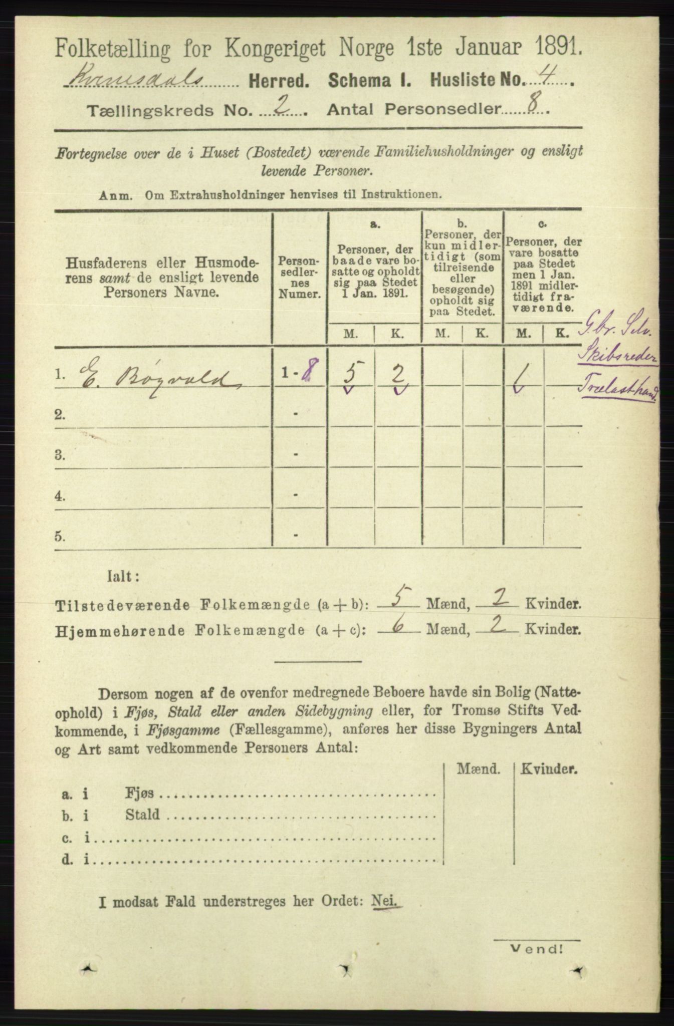 RA, Folketelling 1891 for 1037 Kvinesdal herred, 1891, s. 260