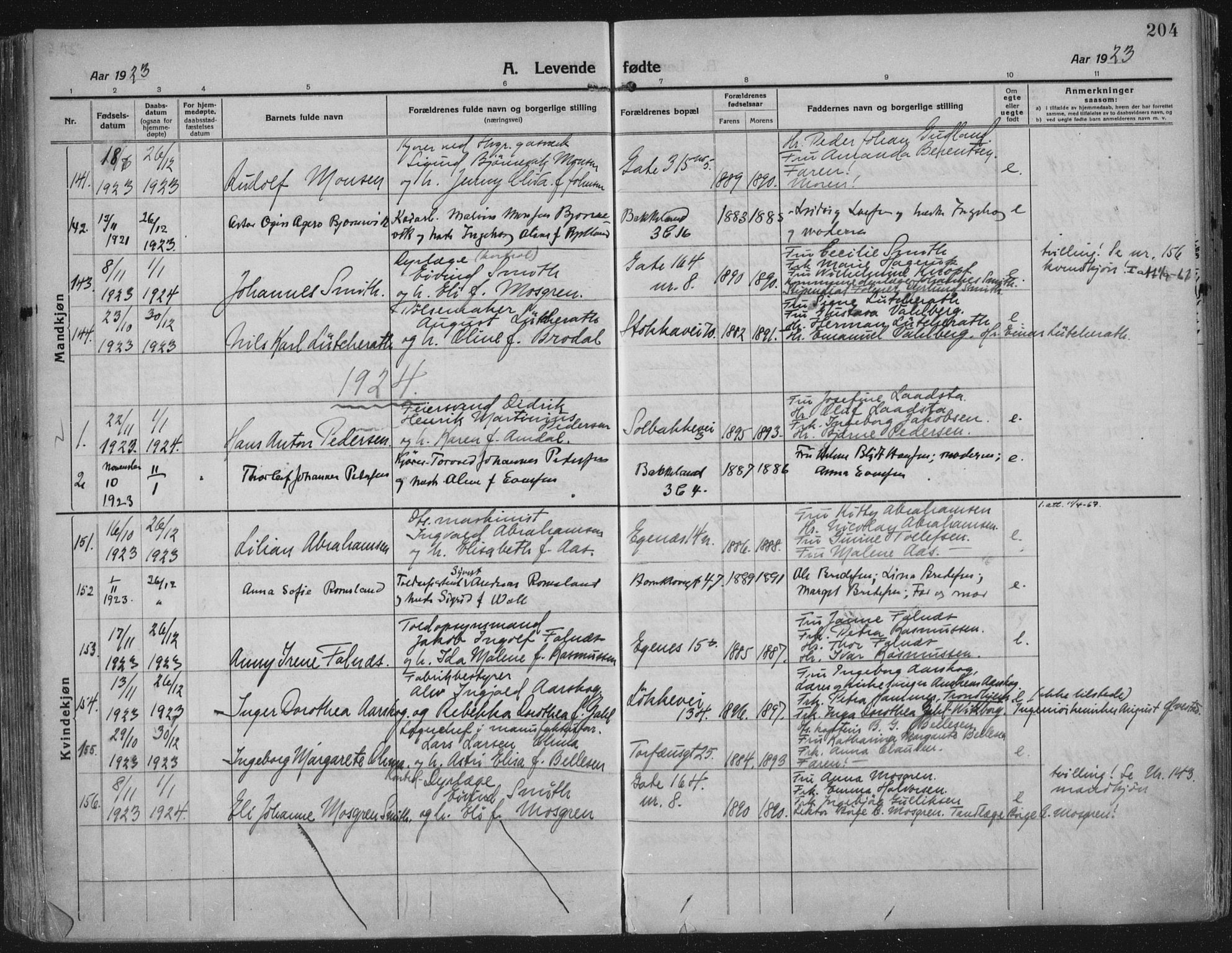 Domkirken sokneprestkontor, AV/SAST-A-101812/002/A/L0018: Ministerialbok nr. A 34, 1915-1929, s. 204
