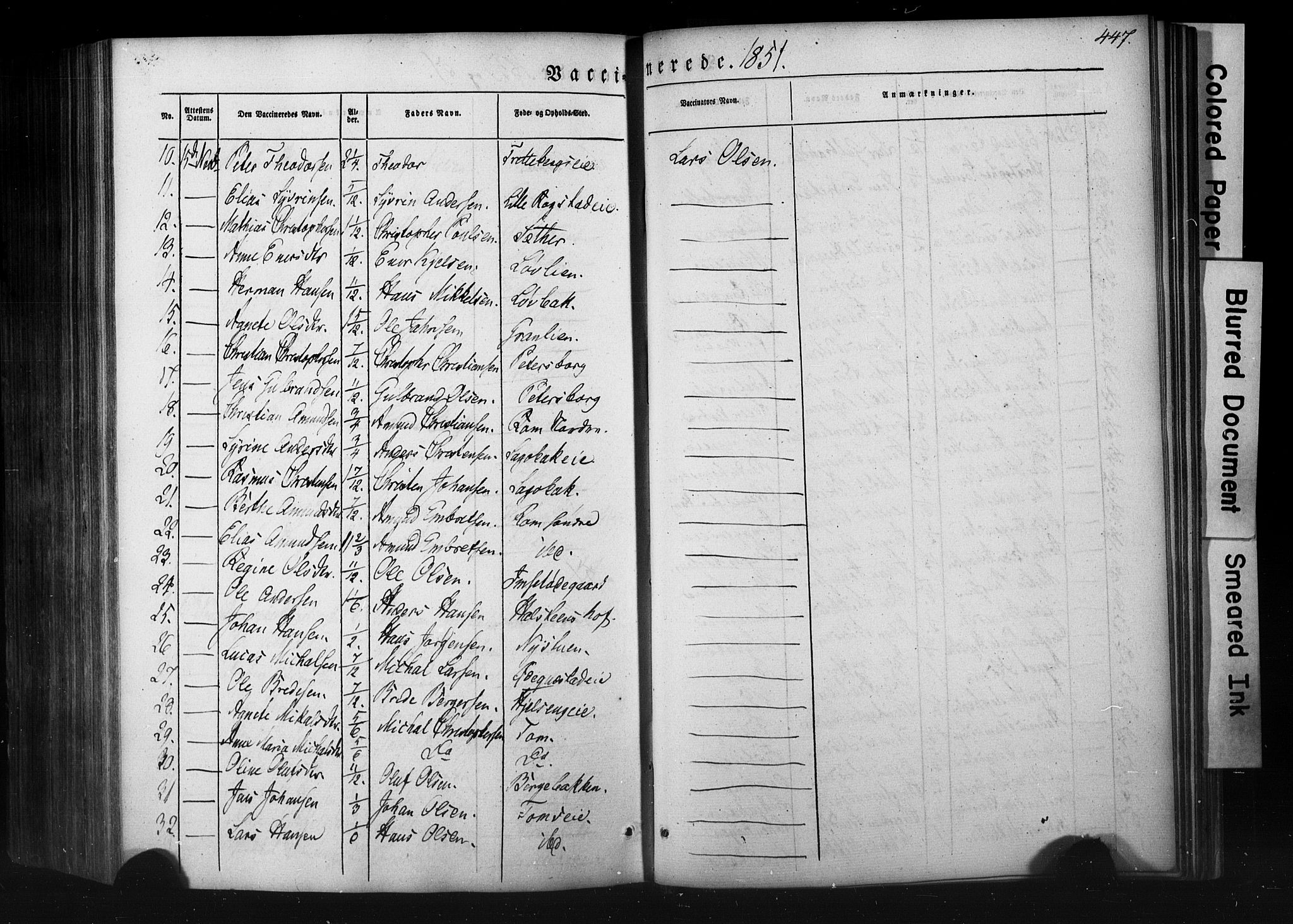 Løten prestekontor, AV/SAH-PREST-022/K/Ka/L0007: Ministerialbok nr. 7, 1850-1859, s. 447