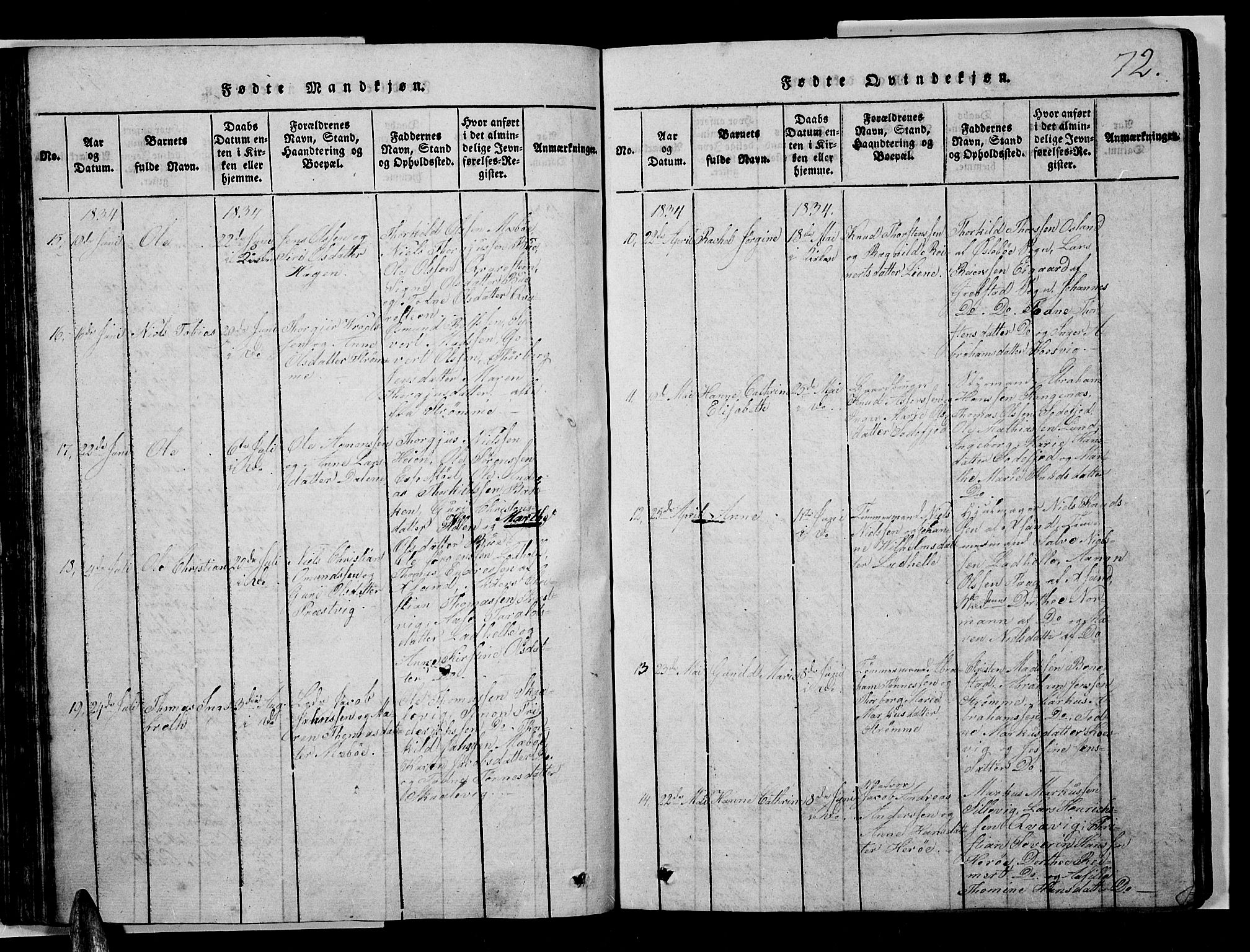 Oddernes sokneprestkontor, SAK/1111-0033/F/Fb/Fba/L0003: Klokkerbok nr. B 3, 1820-1838, s. 72
