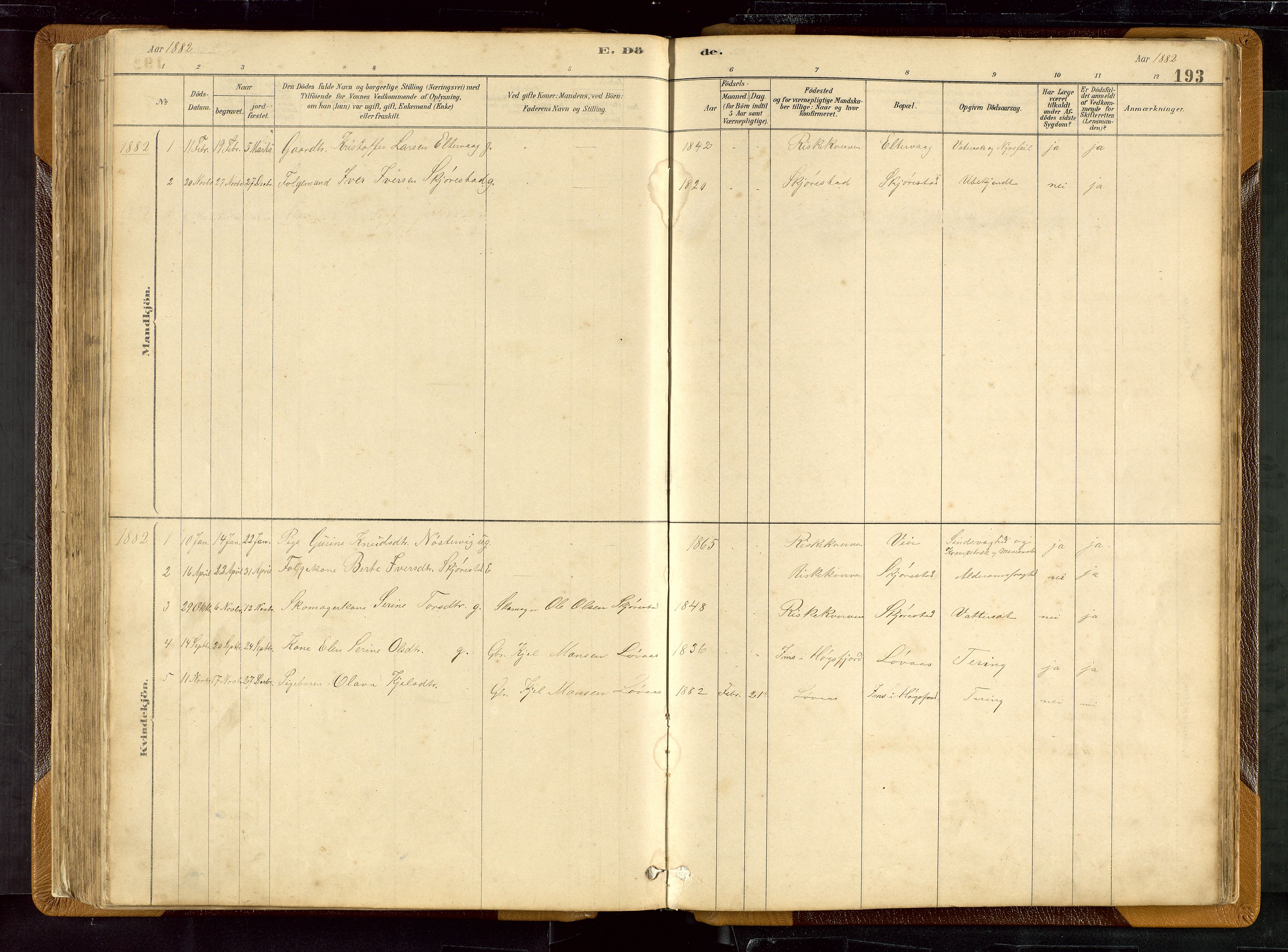 Hetland sokneprestkontor, AV/SAST-A-101826/30/30BB/L0007: Klokkerbok nr. B 7, 1878-1910, s. 193