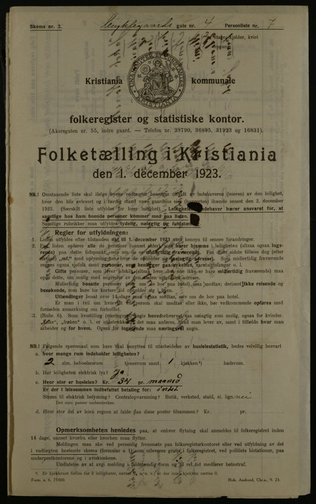 OBA, Kommunal folketelling 1.12.1923 for Kristiania, 1923, s. 75274