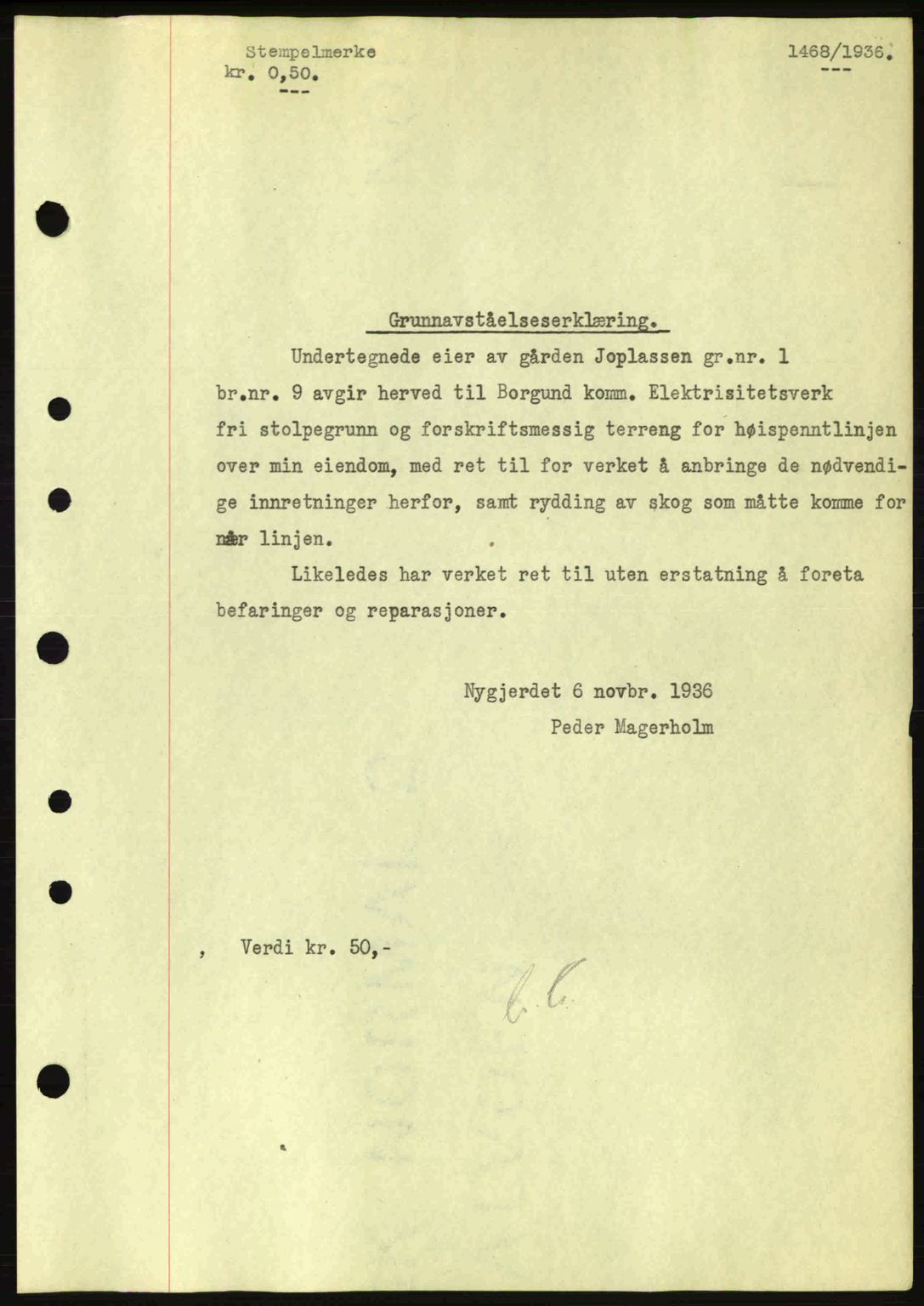 Nordre Sunnmøre sorenskriveri, SAT/A-0006/1/2/2C/2Ca: Pantebok nr. A2, 1936-1937, Dagboknr: 1468/1936