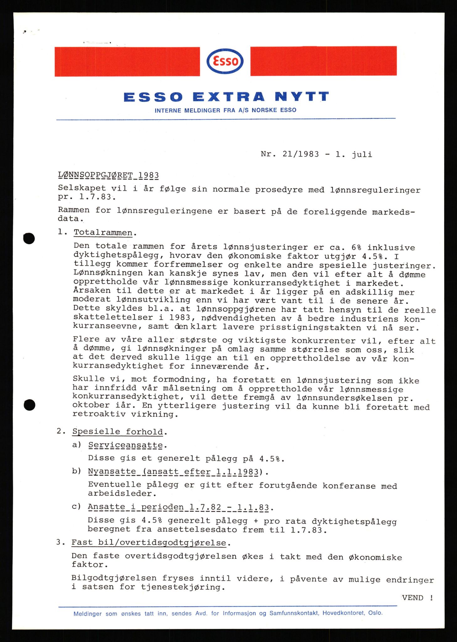 Pa 0982 - Esso Norge A/S, SAST/A-100448/X/Xd/L0002: Esso Extra Nytt. Ukenytt, 1981-1986