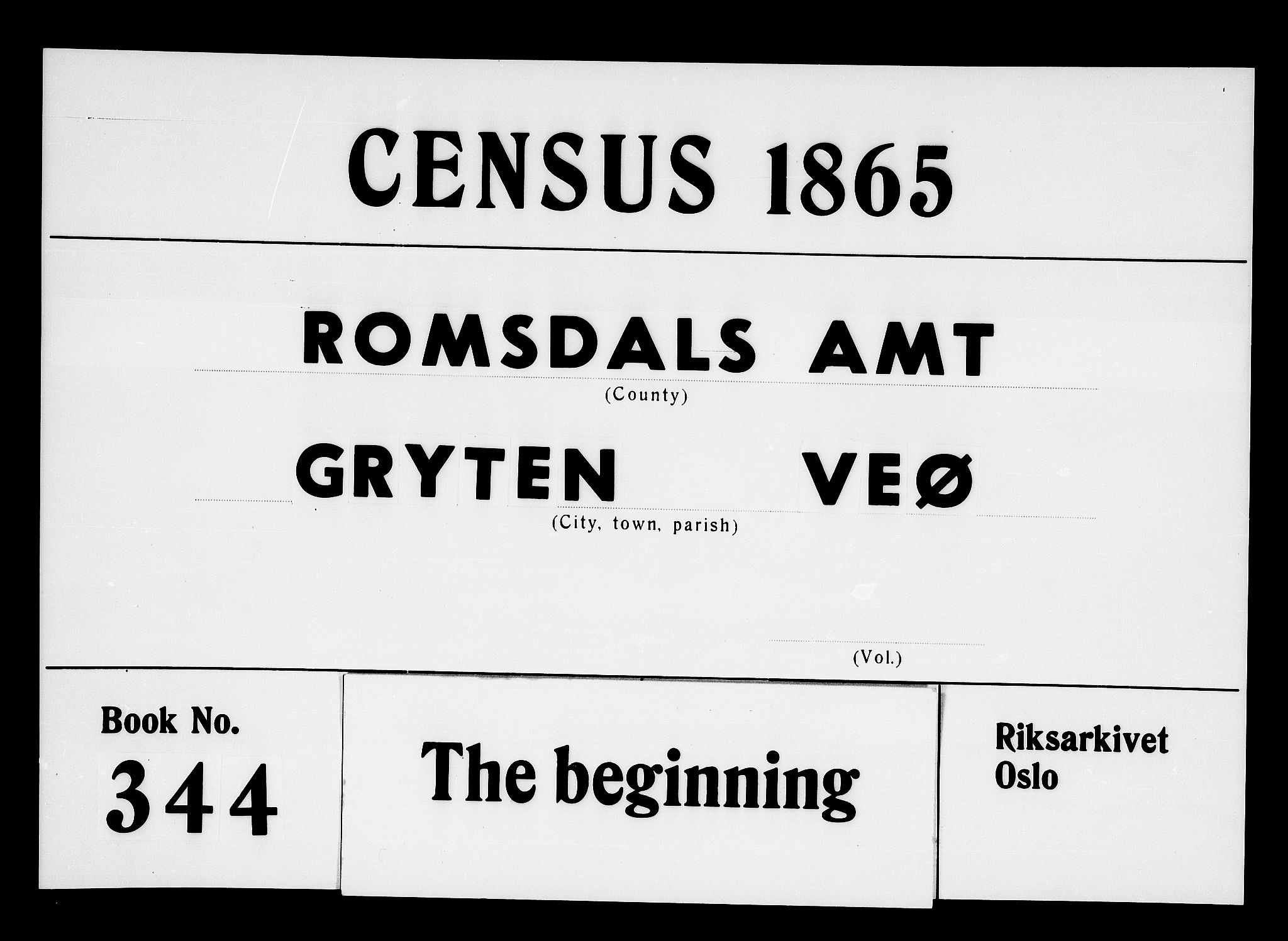 RA, Folketelling 1865 for 1539P Grytten prestegjeld, 1865, s. 1