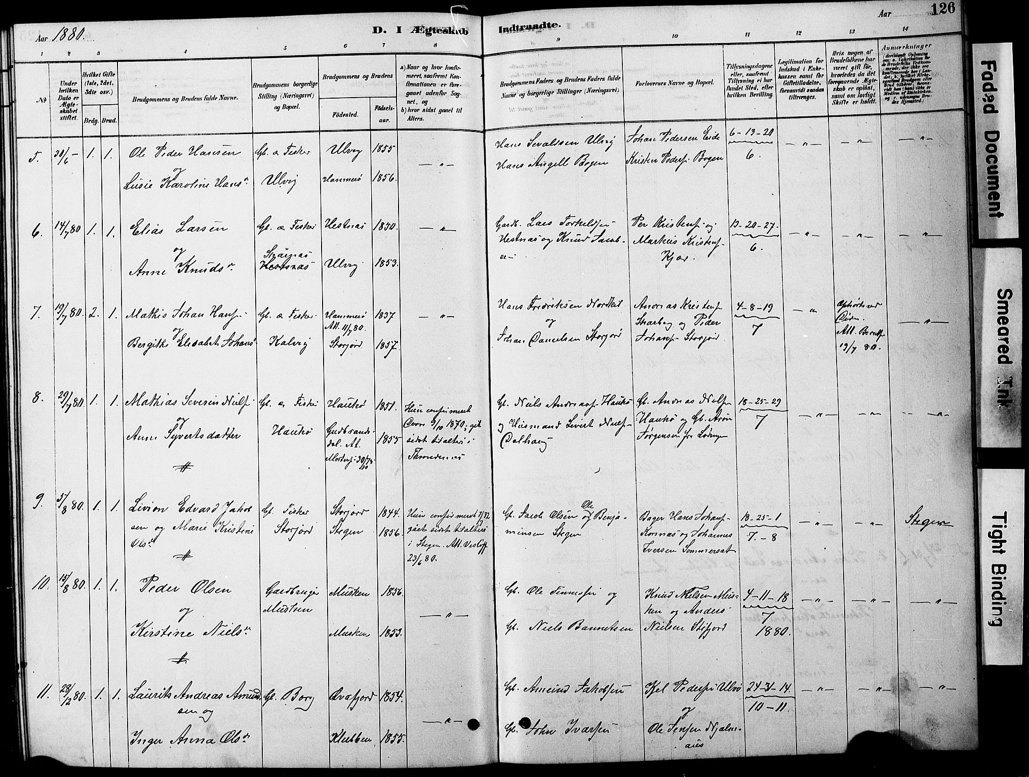 Ministerialprotokoller, klokkerbøker og fødselsregistre - Nordland, AV/SAT-A-1459/861/L0875: Klokkerbok nr. 861C01, 1879-1887, s. 126