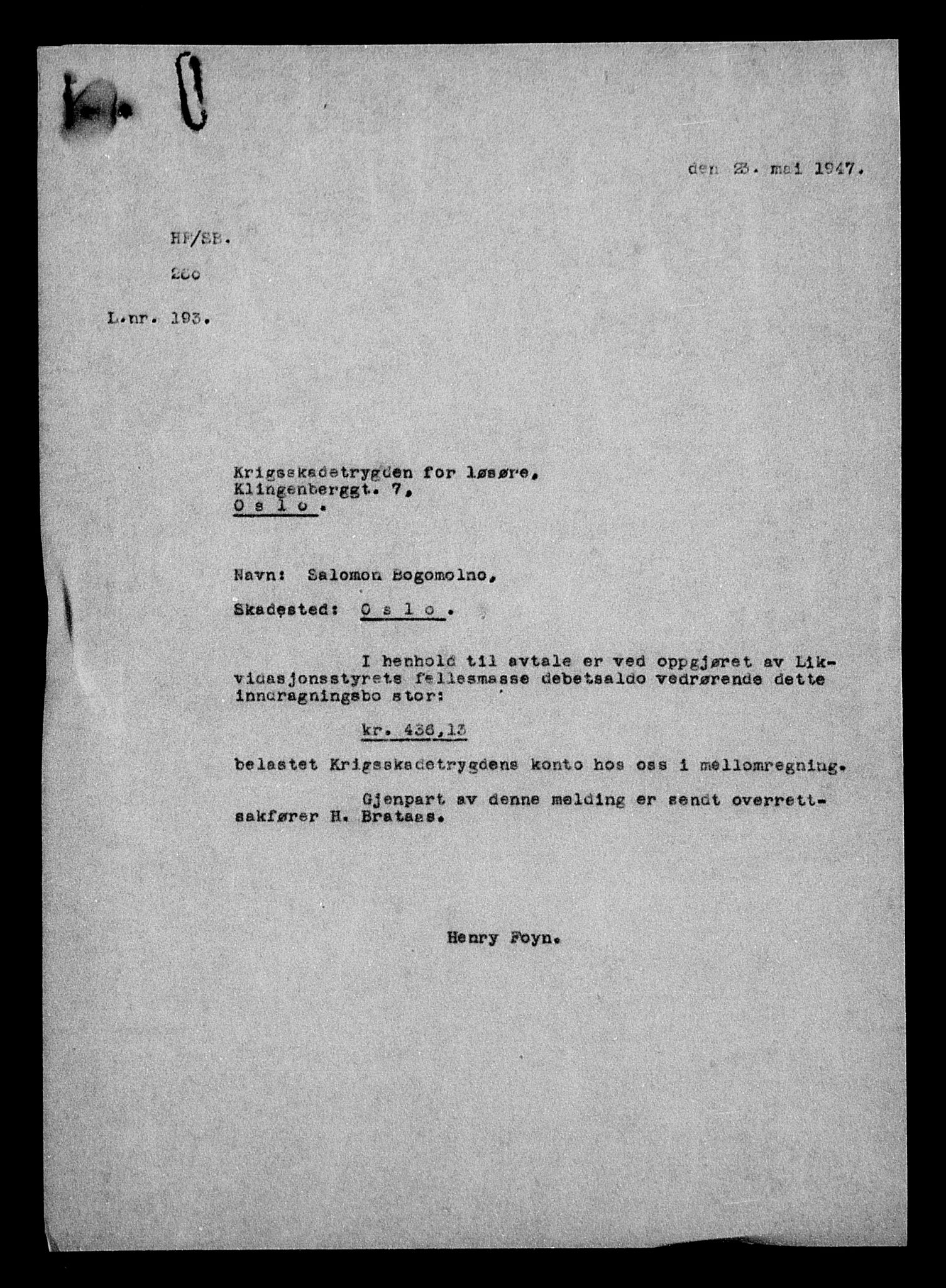 Justisdepartementet, Tilbakeføringskontoret for inndratte formuer, AV/RA-S-1564/H/Hc/Hcc/L0927: --, 1945-1947, s. 355