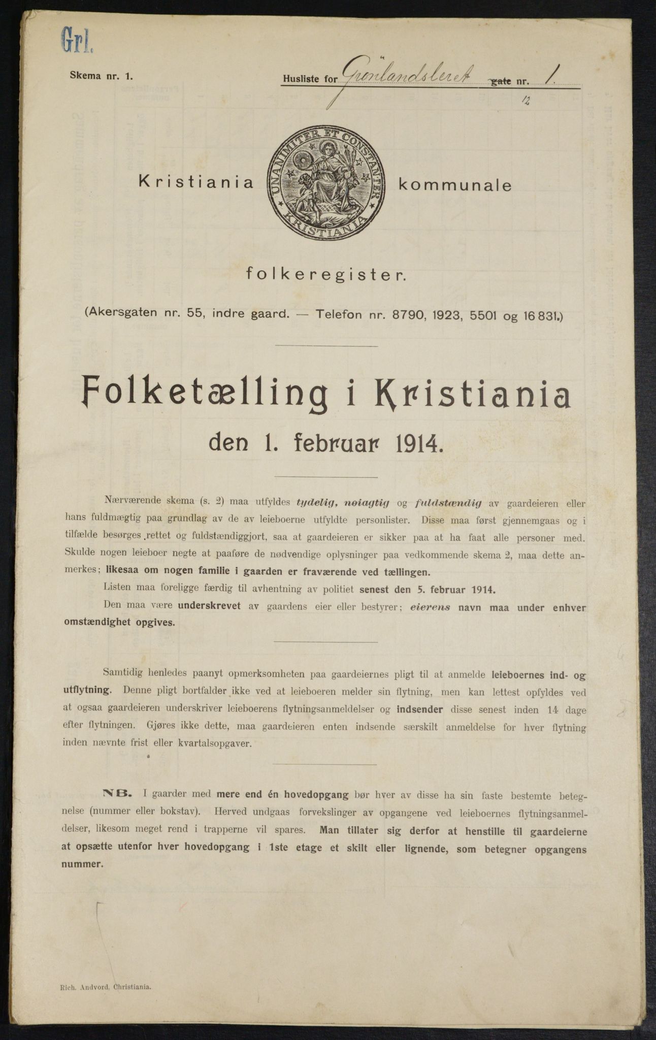OBA, Kommunal folketelling 1.2.1914 for Kristiania, 1914, s. 31653