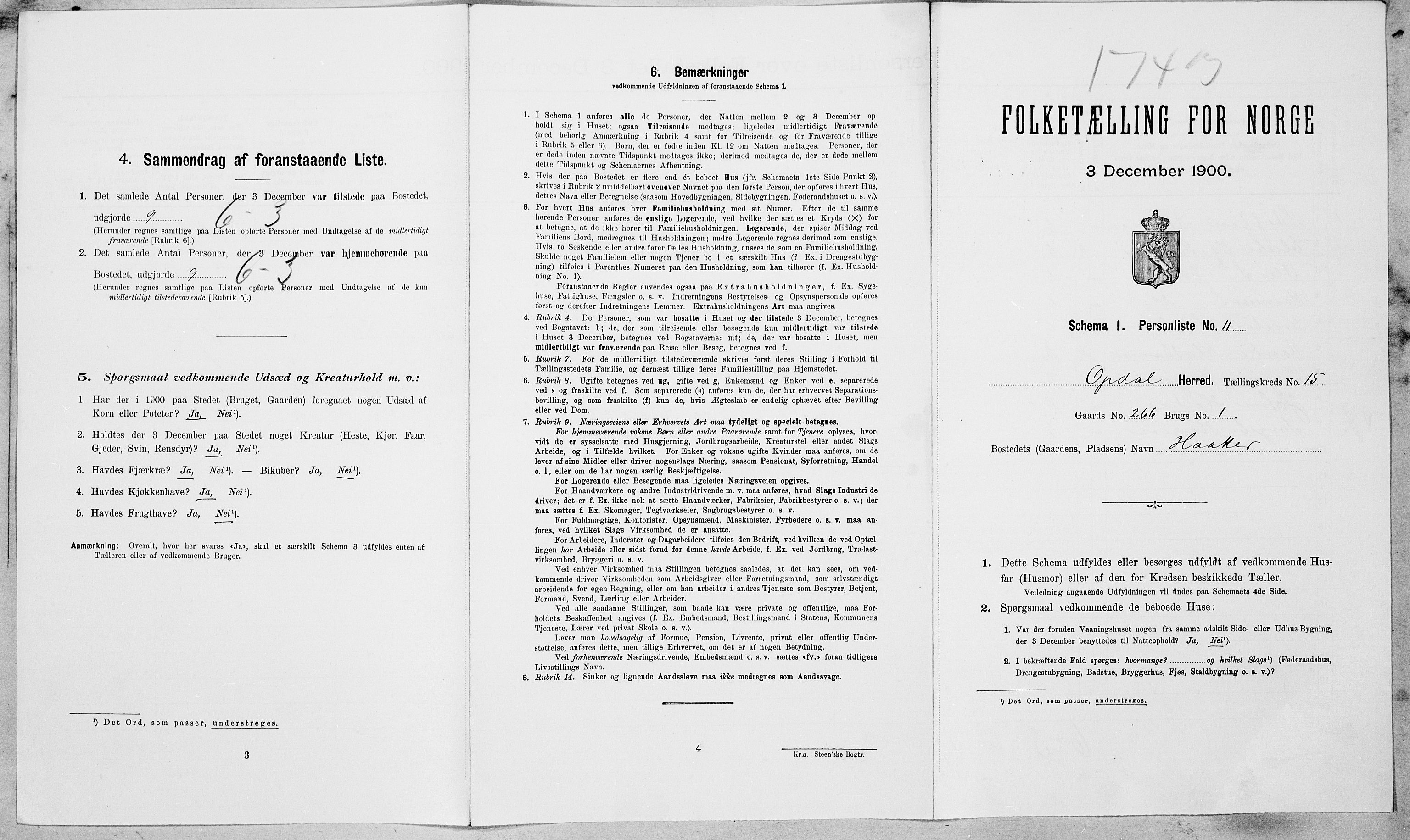 SAT, Folketelling 1900 for 1634 Oppdal herred, 1900, s. 1302