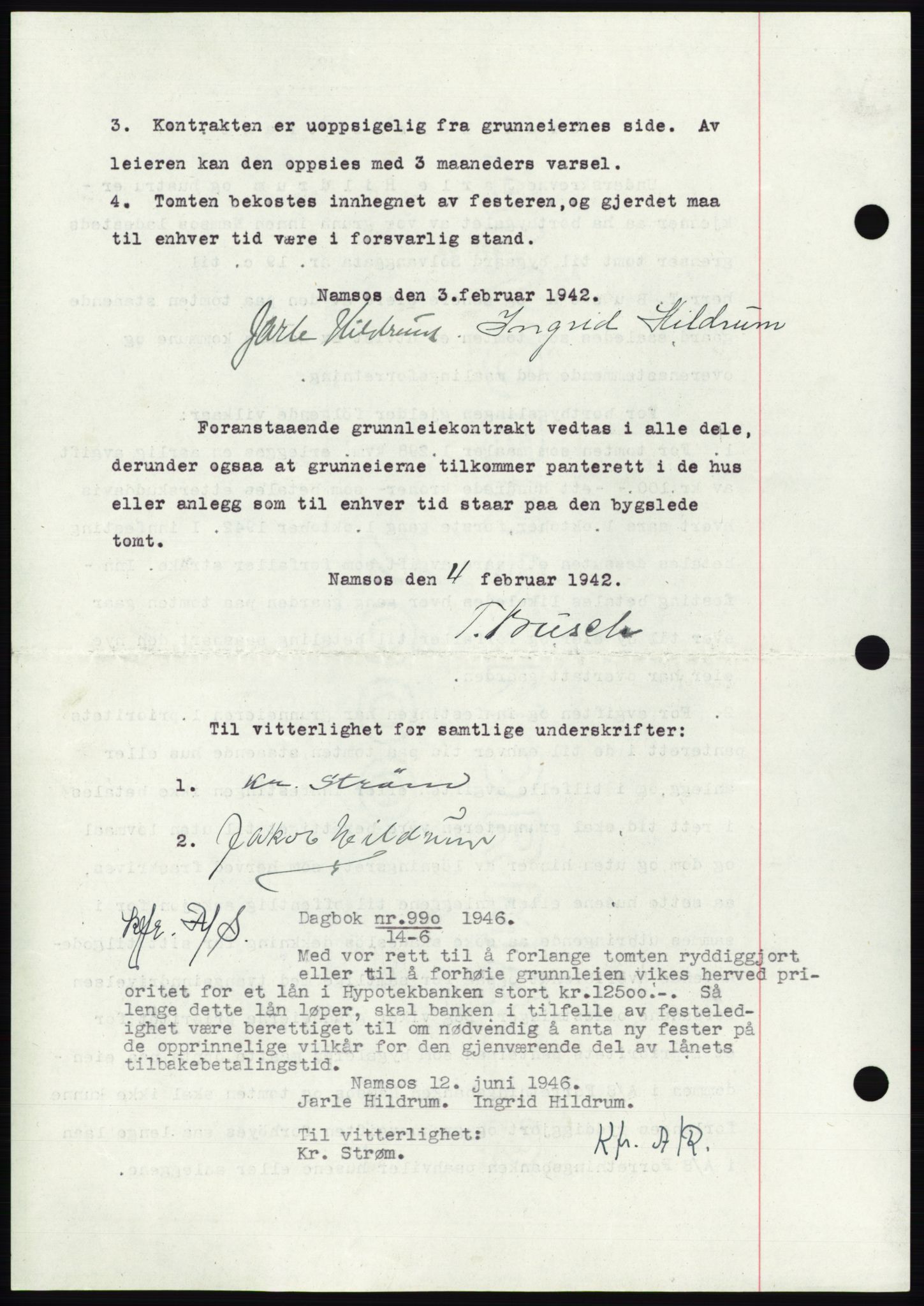 Namdal sorenskriveri, SAT/A-4133/1/2/2C: Pantebok nr. -, 1941-1942, Dagboknr: 313/1942