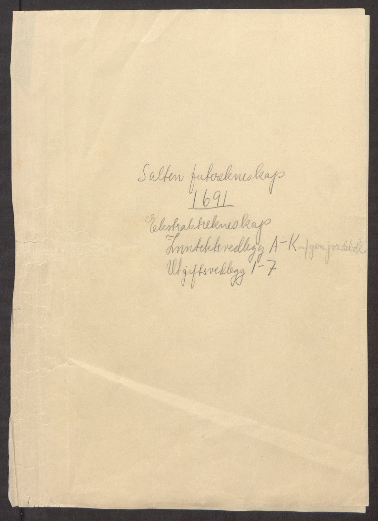 Rentekammeret inntil 1814, Reviderte regnskaper, Fogderegnskap, RA/EA-4092/R66/L4577: Fogderegnskap Salten, 1691-1693, s. 3