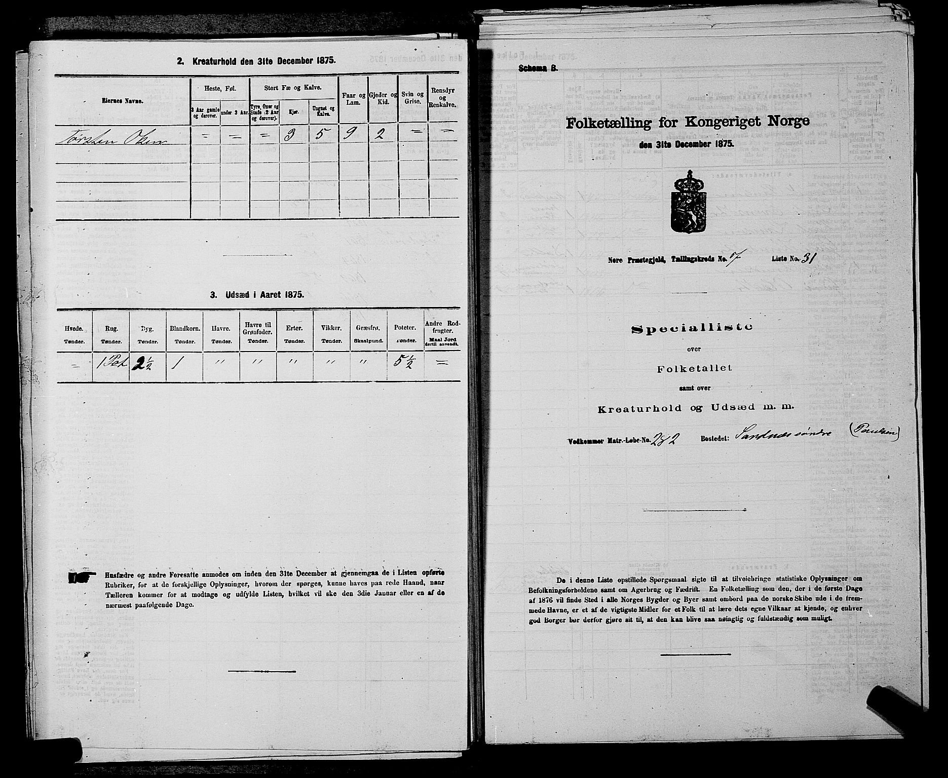 SAKO, Folketelling 1875 for 0633P Nore prestegjeld, 1875, s. 924