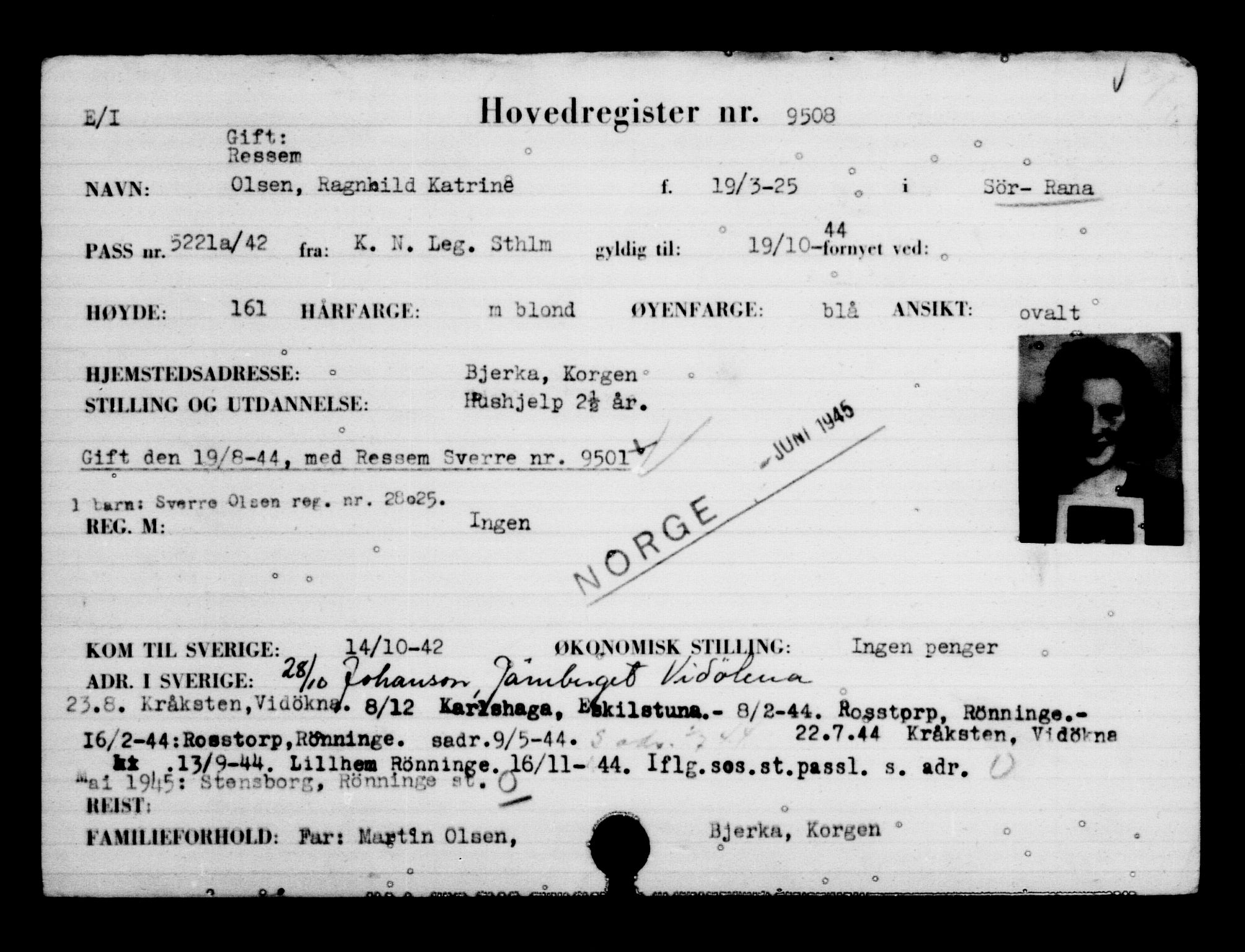 Utenriksstasjonene, Legasjonen i Stockholm, Flyktningkontoret, AV/RA-S-6753/V/Va/L0006: Kjesäterkartoteket, flyktninger med registreringsnr. 9400-12711, 1940-1945, s. 115