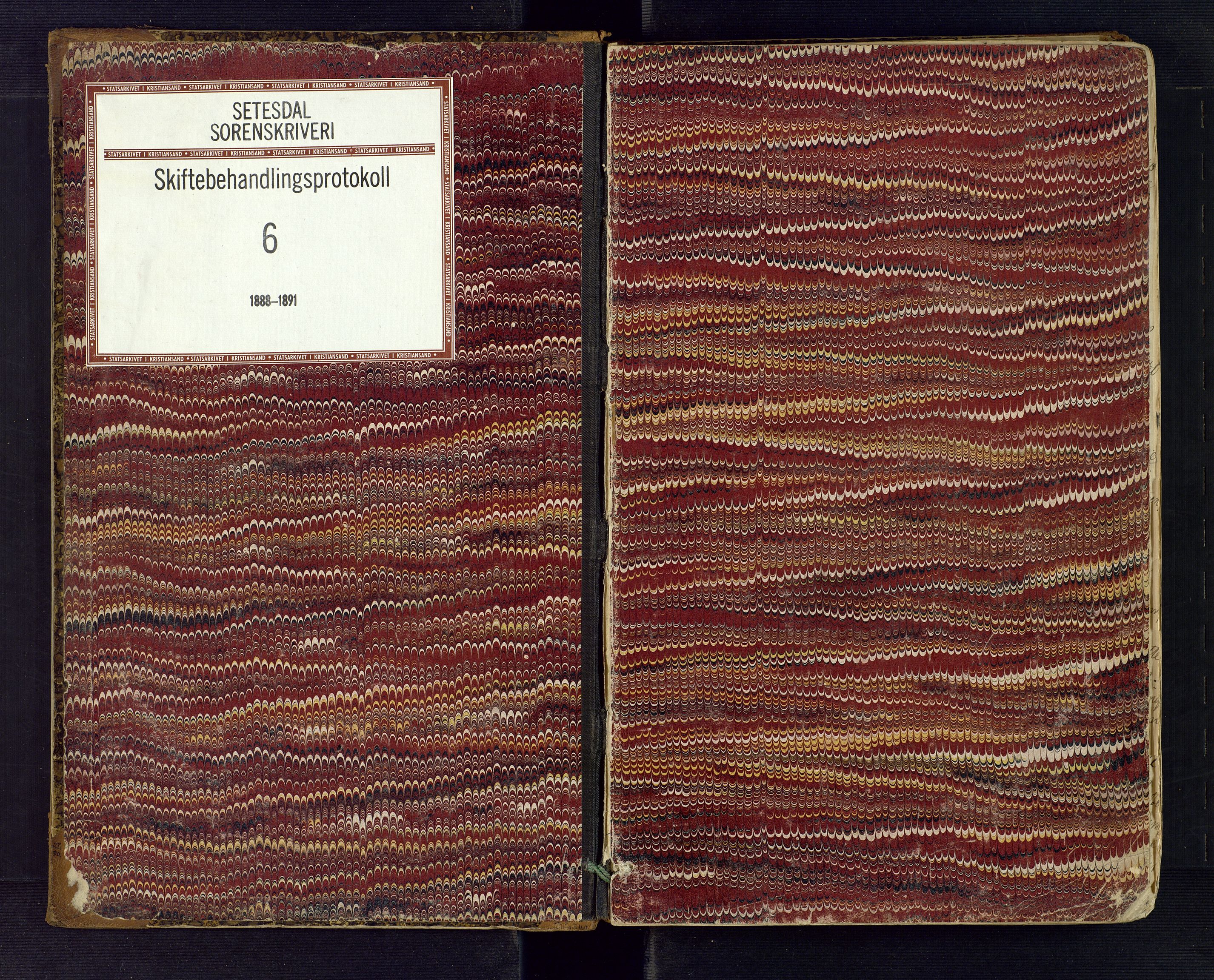 Setesdal sorenskriveri, SAK/1221-0011/H/Hc/L0034: Skifteforhandlingsprotokoll nr 6, 1888-1891