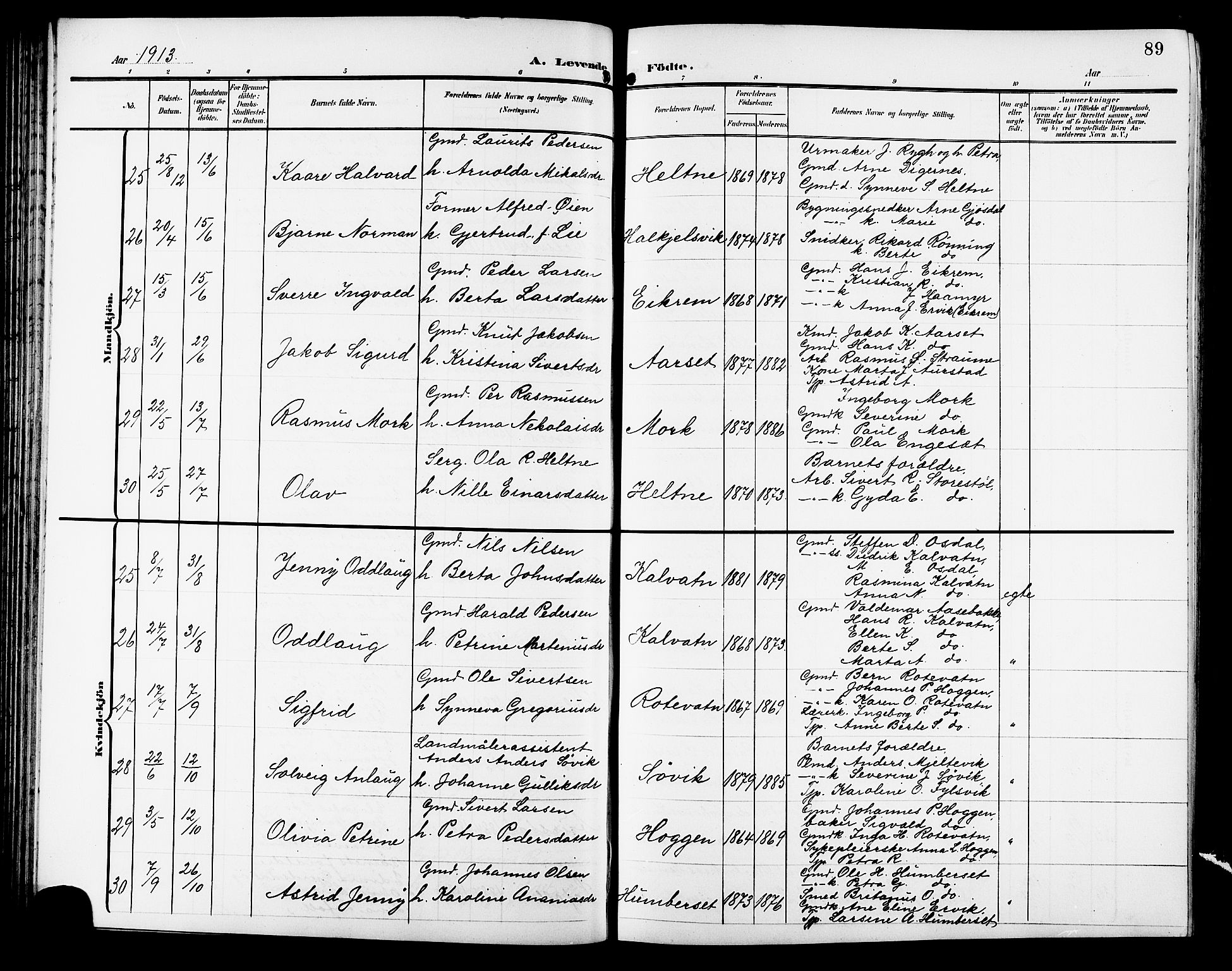 Ministerialprotokoller, klokkerbøker og fødselsregistre - Møre og Romsdal, AV/SAT-A-1454/511/L0159: Klokkerbok nr. 511C05, 1902-1920, s. 89