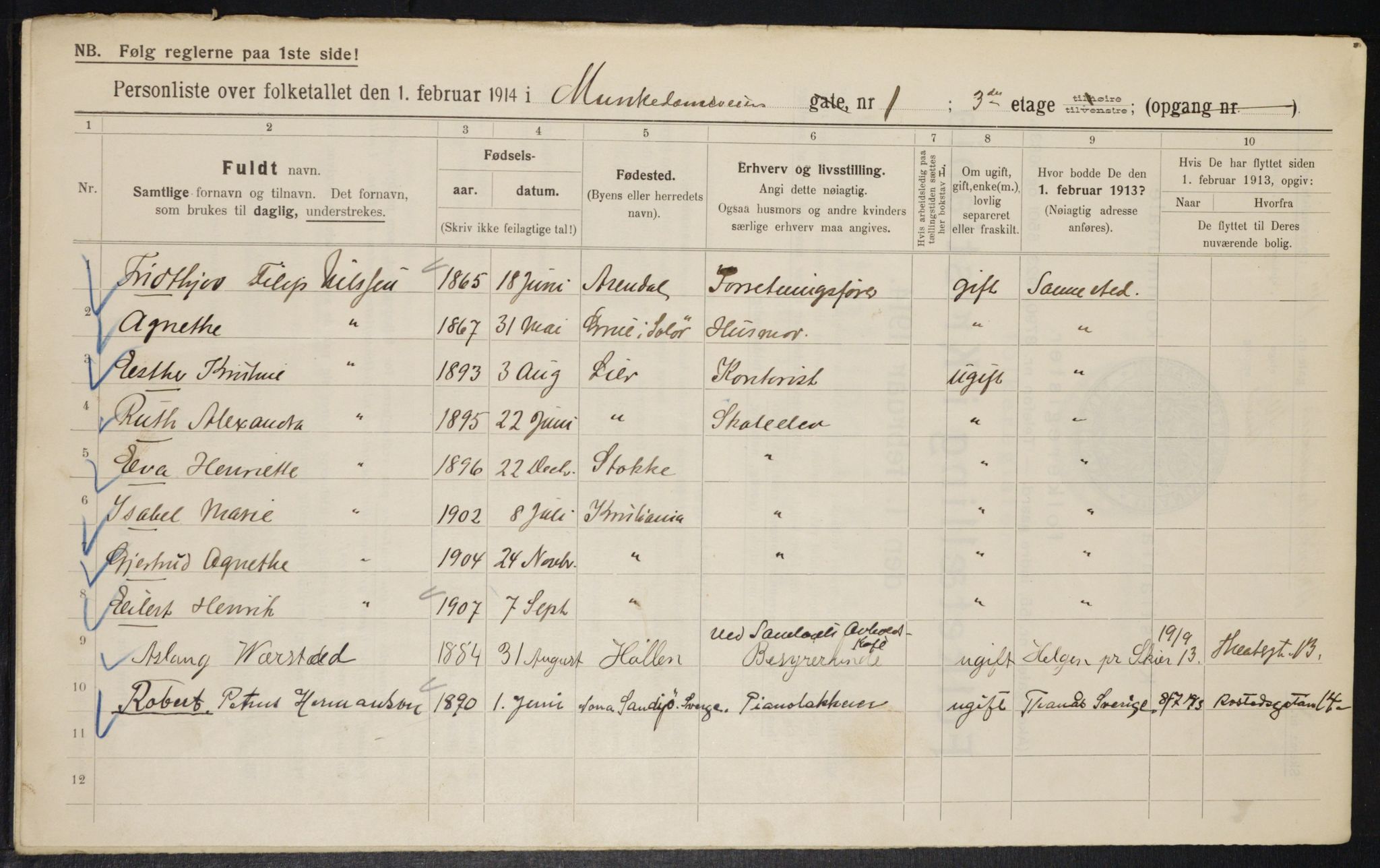 OBA, Kommunal folketelling 1.2.1914 for Kristiania, 1914, s. 66693