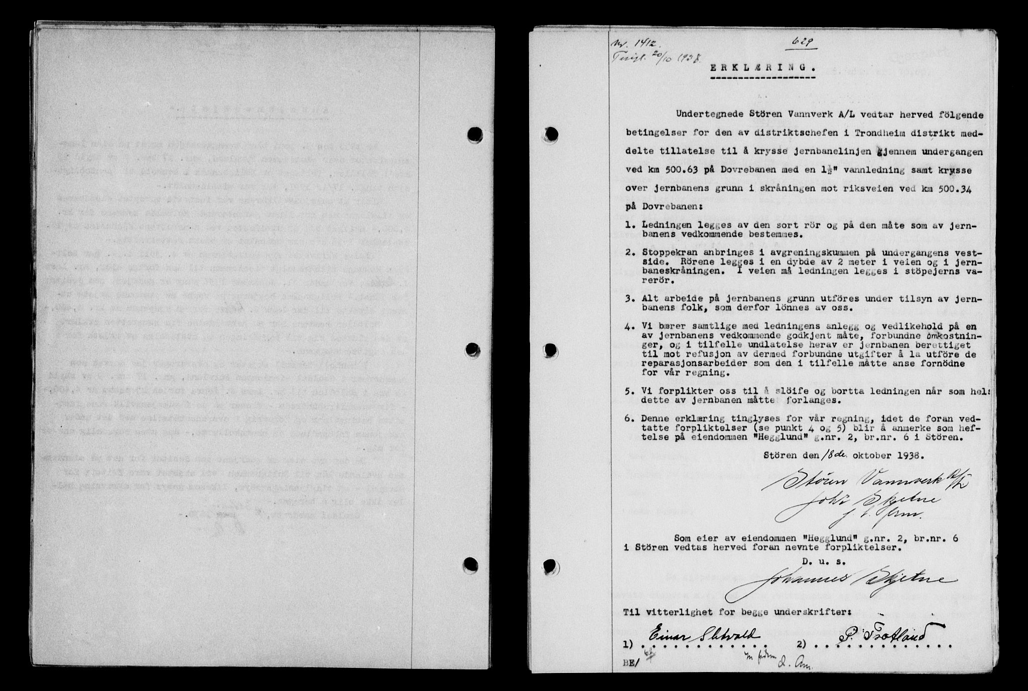 Gauldal sorenskriveri, SAT/A-0014/1/2/2C/L0049: Pantebok nr. 53, 1938-1938, Dagboknr: 1412/1938