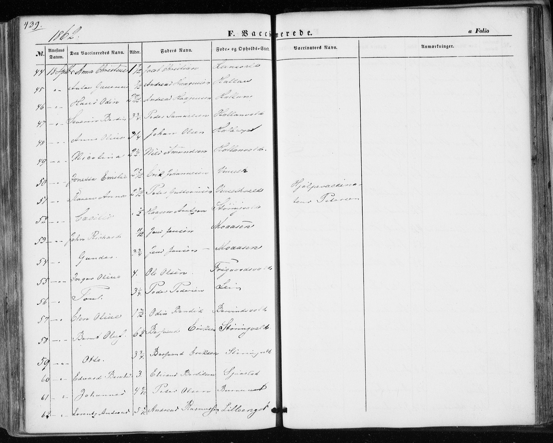 Ministerialprotokoller, klokkerbøker og fødselsregistre - Nord-Trøndelag, SAT/A-1458/717/L0154: Ministerialbok nr. 717A07 /1, 1850-1862, s. 439