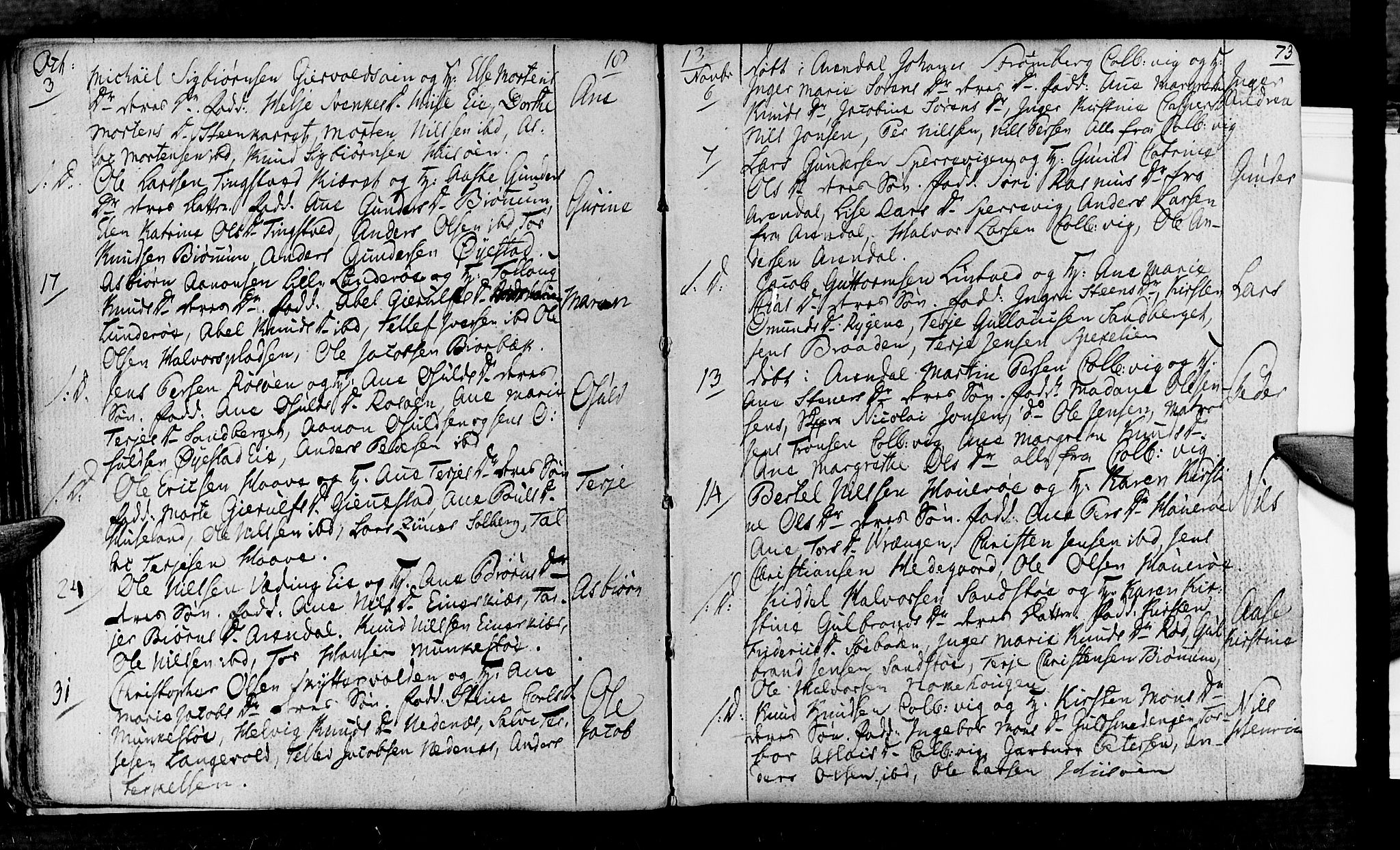 Øyestad sokneprestkontor, AV/SAK-1111-0049/F/Fa/L0011: Ministerialbok nr. A 11, 1805-1824, s. 73