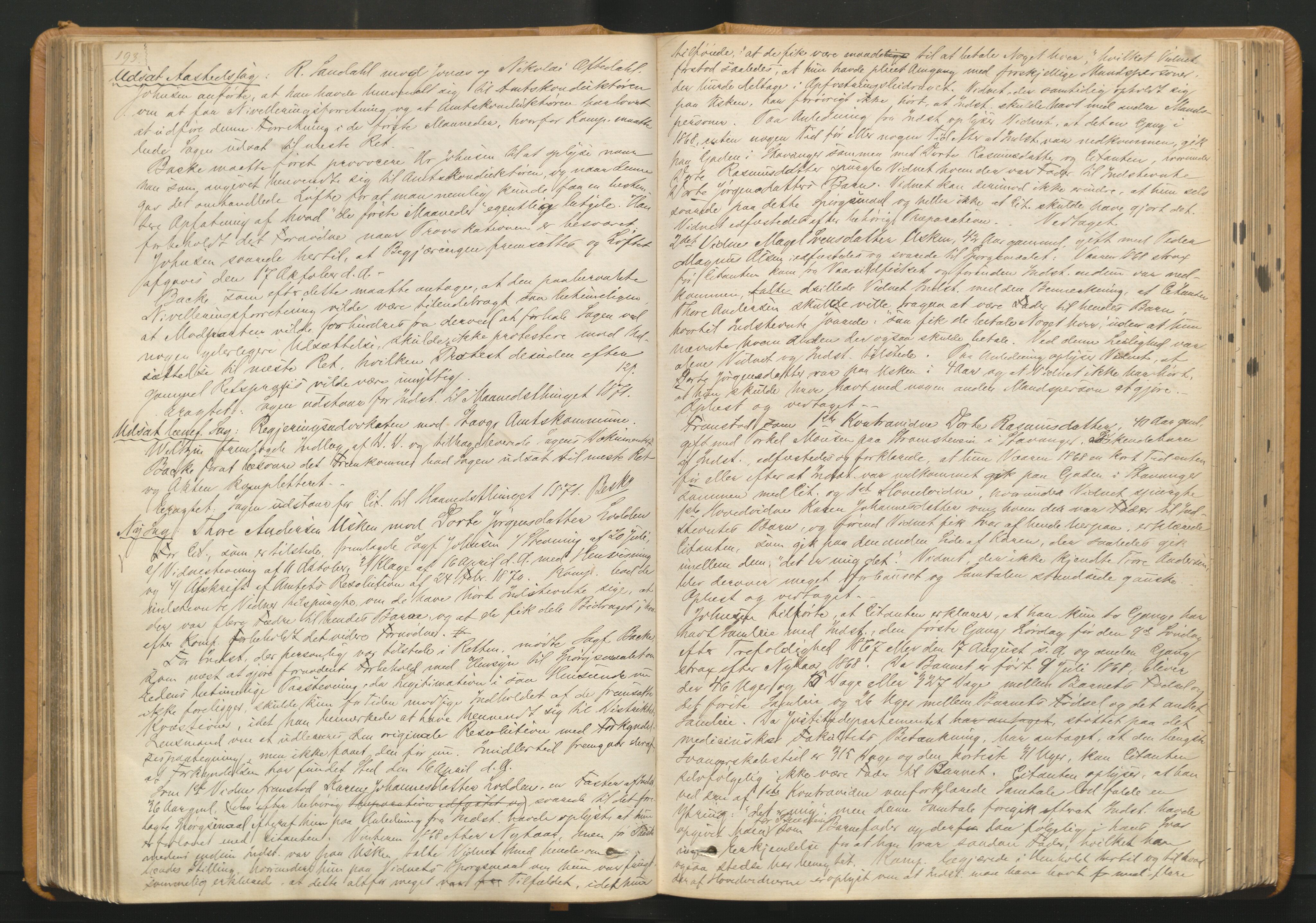 Jæren sorenskriveri, AV/SAST-A-100310/01/3/30/30BA/L0001: TINGBOK 7, 1868-1873, s. 193