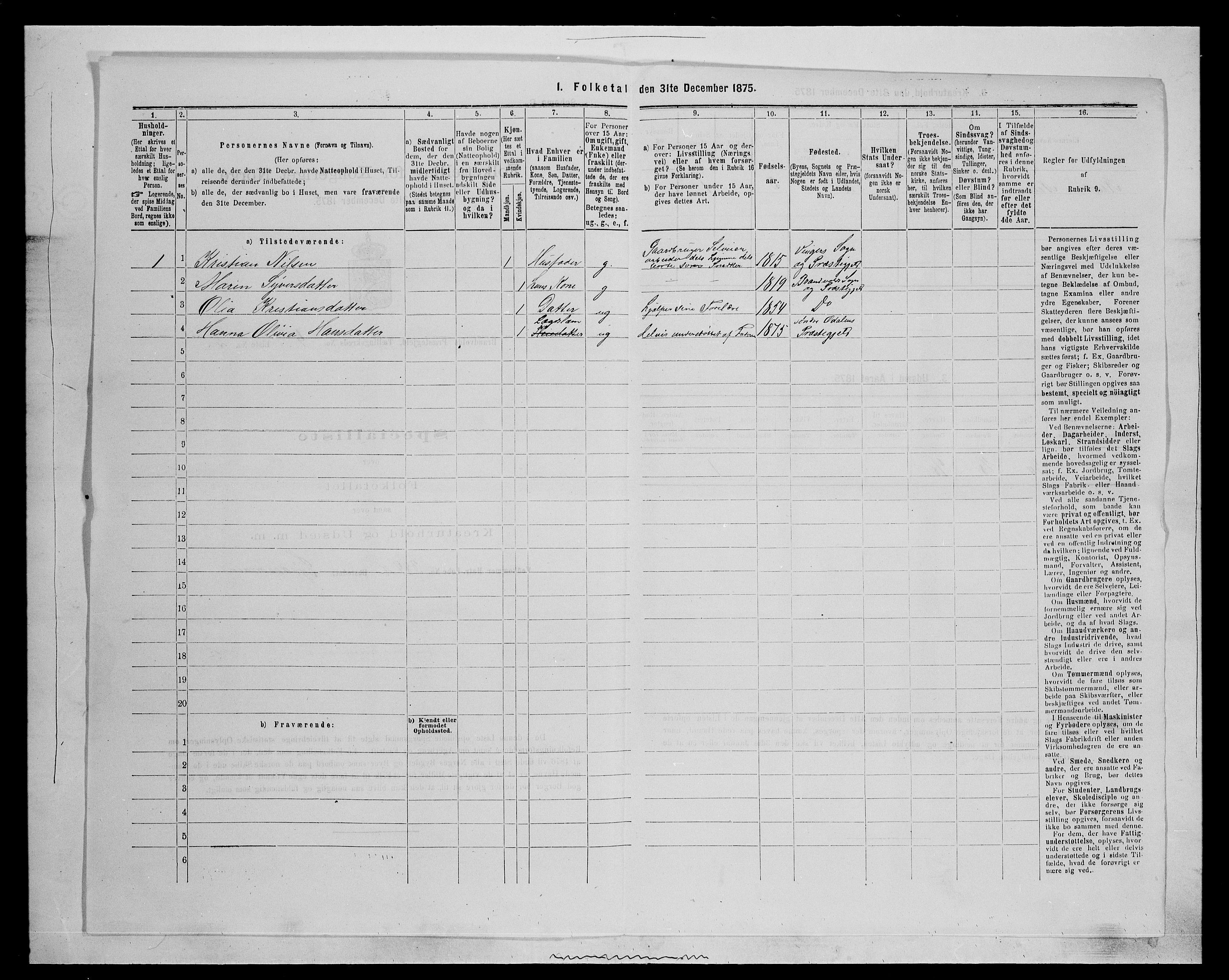 SAH, Folketelling 1875 for 0422P Brandval prestegjeld, 1875, s. 536