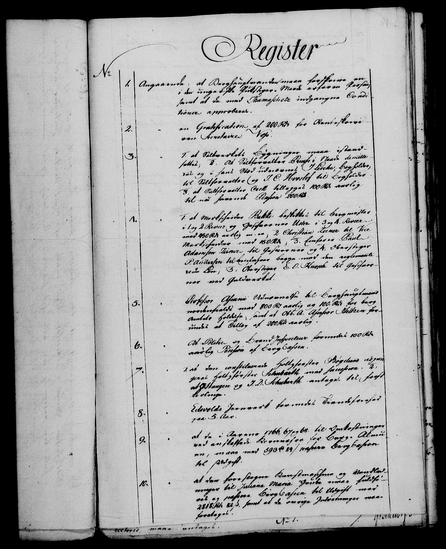 Rentekammeret, Renteskriverkontorene, RA/EA-3115/M/Mf/Mfa/L0001: Resolusjonsprotokoll med register (merket RK 54.1), 1774-1777