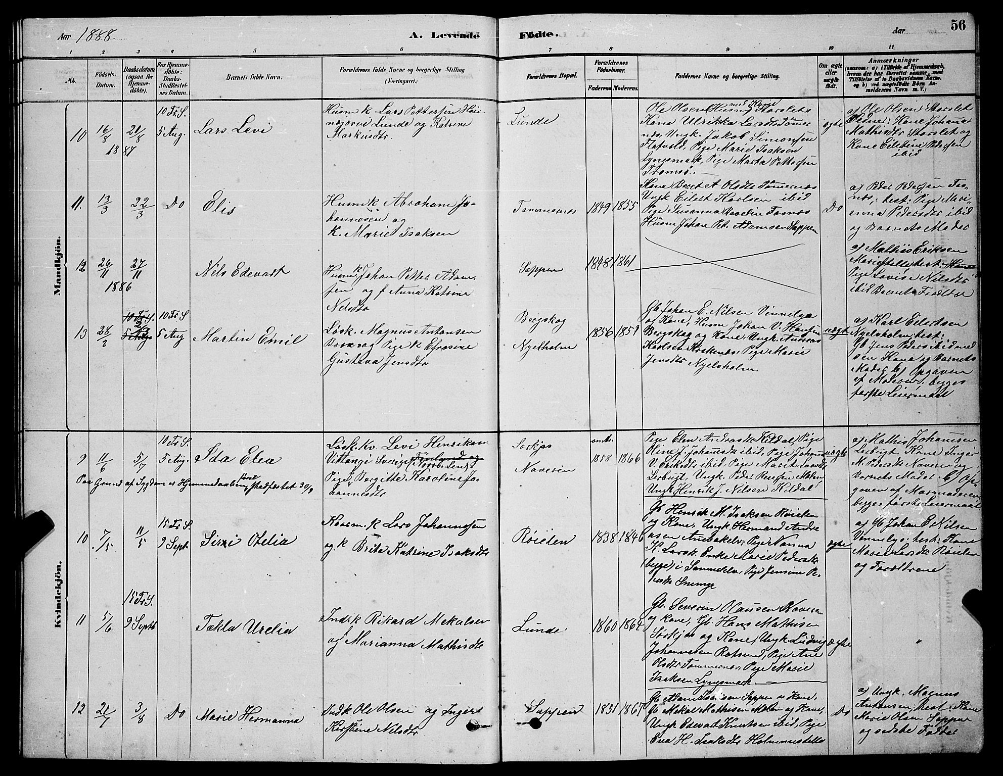 Skjervøy sokneprestkontor, AV/SATØ-S-1300/H/Ha/Hab/L0020klokker: Klokkerbok nr. 20, 1878-1892, s. 56